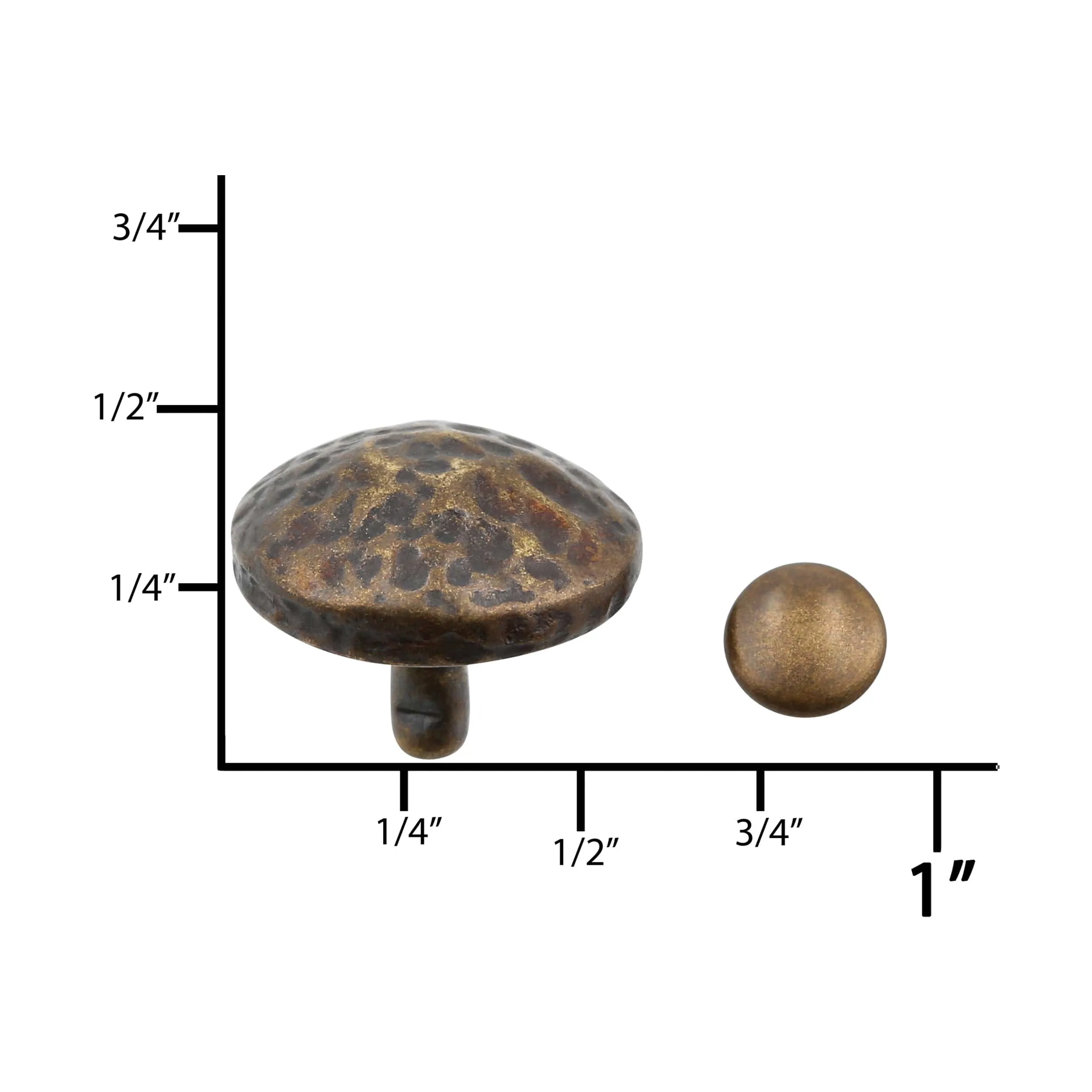 11.11mm Antique Brass, Textured Round Stud, Zinc Alloy - PK5, #P-2702-ANTB