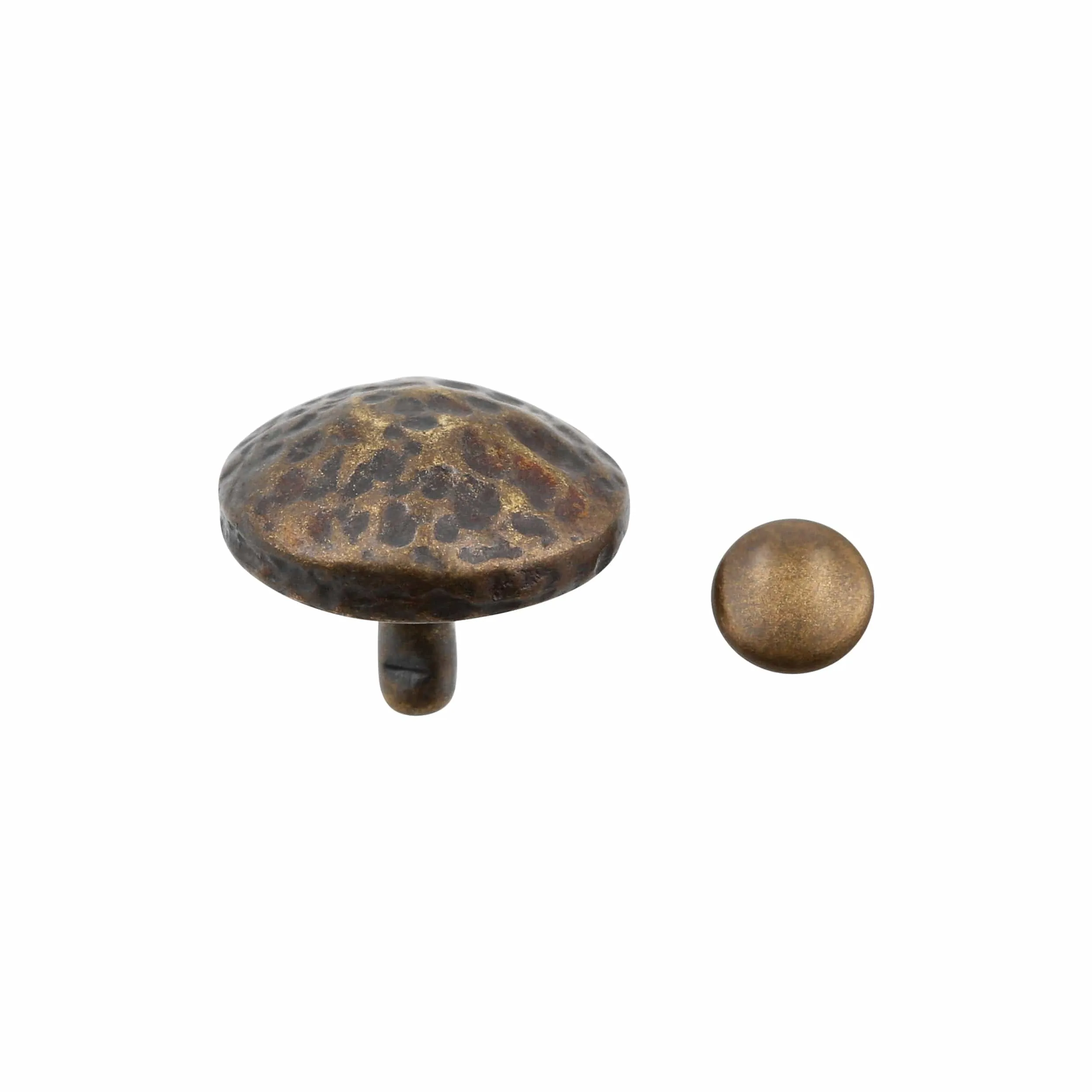 11.11mm Antique Brass, Textured Round Stud, Zinc Alloy - PK5, #P-2702-ANTB