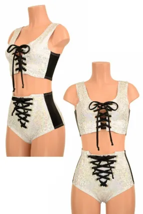 2PC Lace Up Side Panel Top & Siren Shorts Set