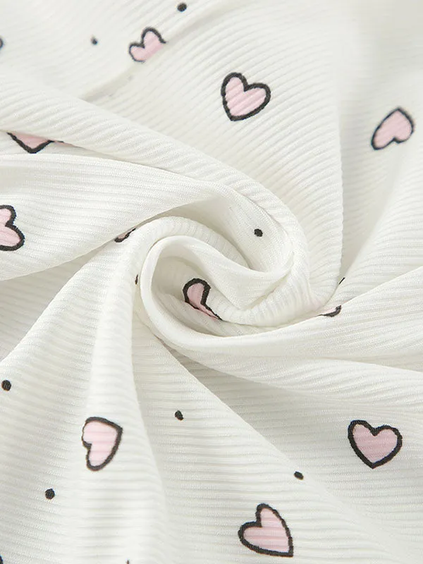 3Pcs Heart Pinted Ruffle Trim Set