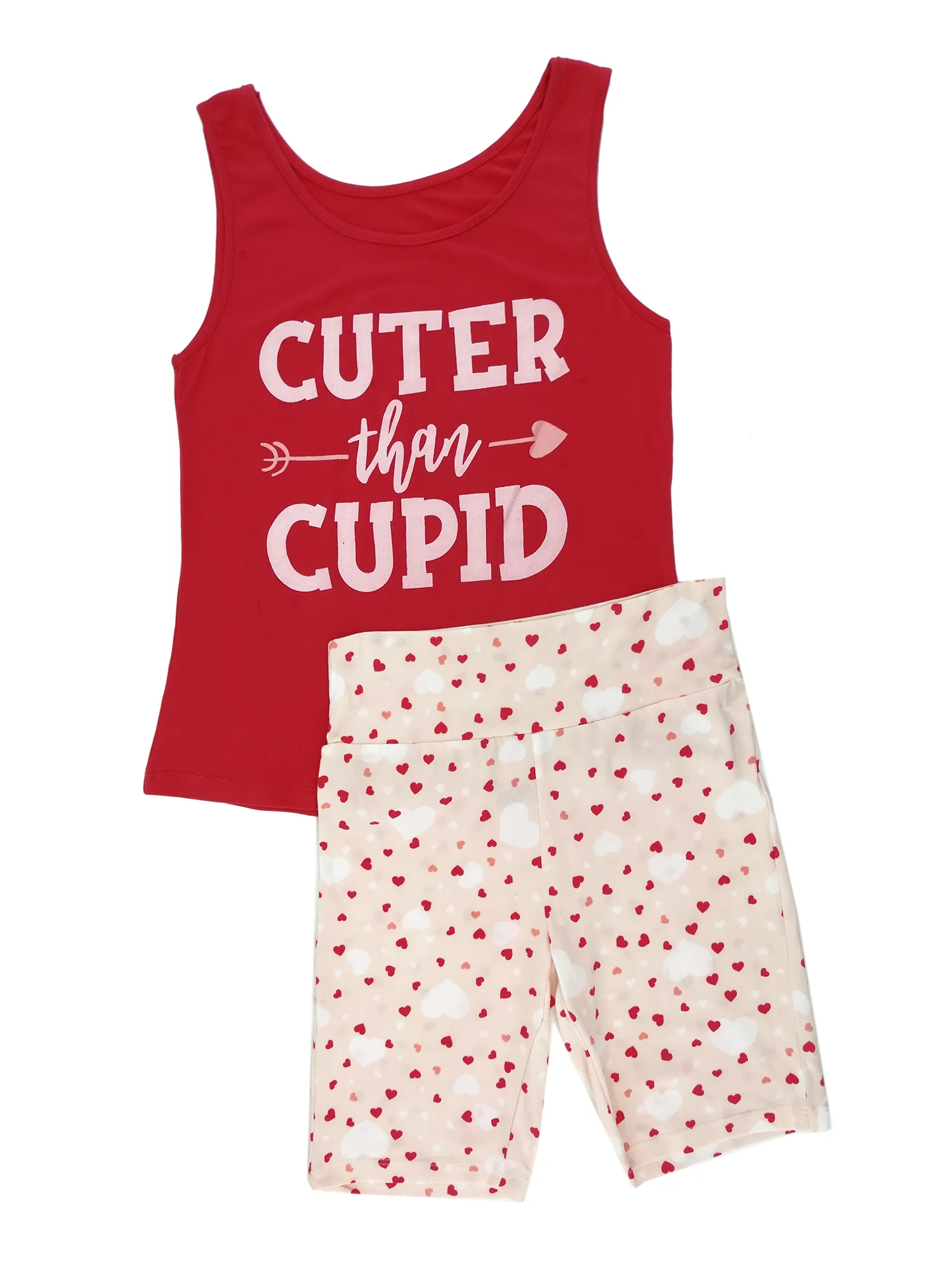 8522B2, Spree - Ladies' 2Pc Tank & Biker Shorts Set - Pink (S-L)
