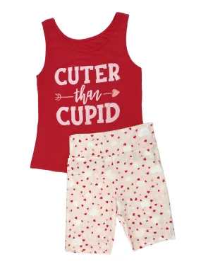 8522B2, Spree - Ladies' 2Pc Tank & Biker Shorts Set - Pink (S-L)