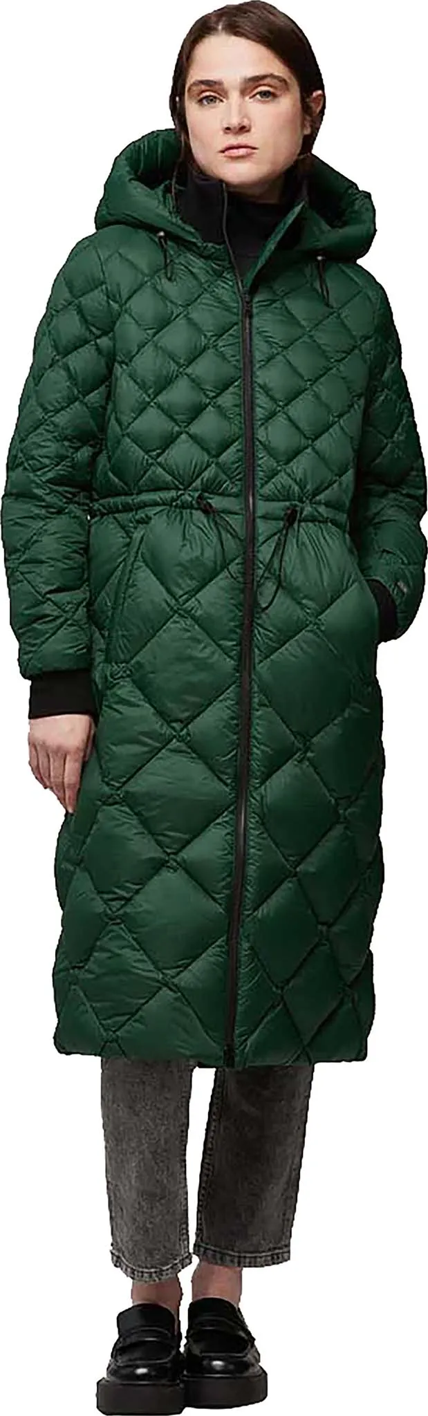 Aime Sustainable Calf-Length Lightweight Down Coat with Hood - Women's|-|Manteau aux mollets en duvet léger durable avec capuchon Aime - Femme