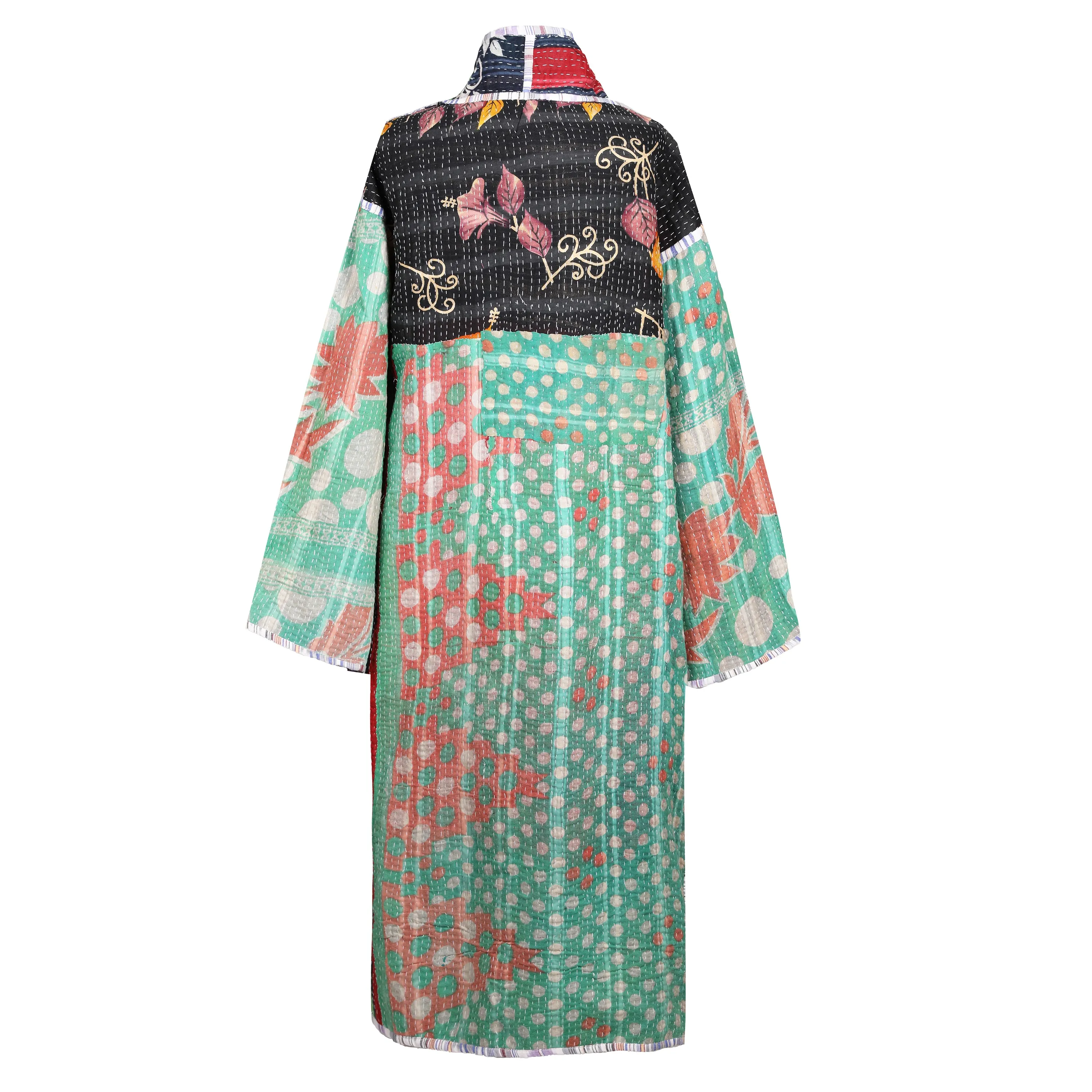 Archana Cotton Vintage Quilted Kantha Coat ONE OF KIND