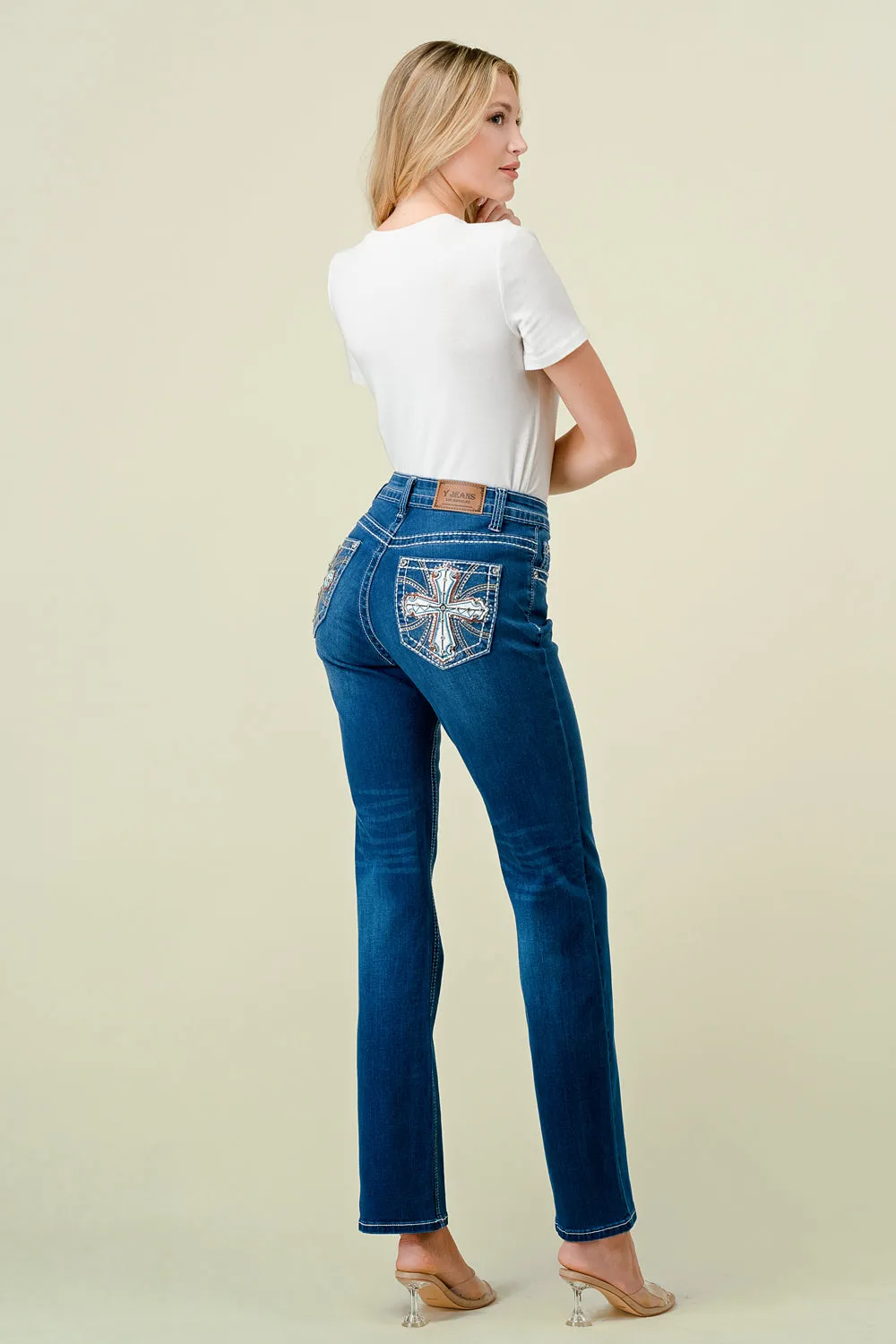 B-52 STRAIGHT EMBROIDERED & EMBELLISHED WOMEN'S JEANS
