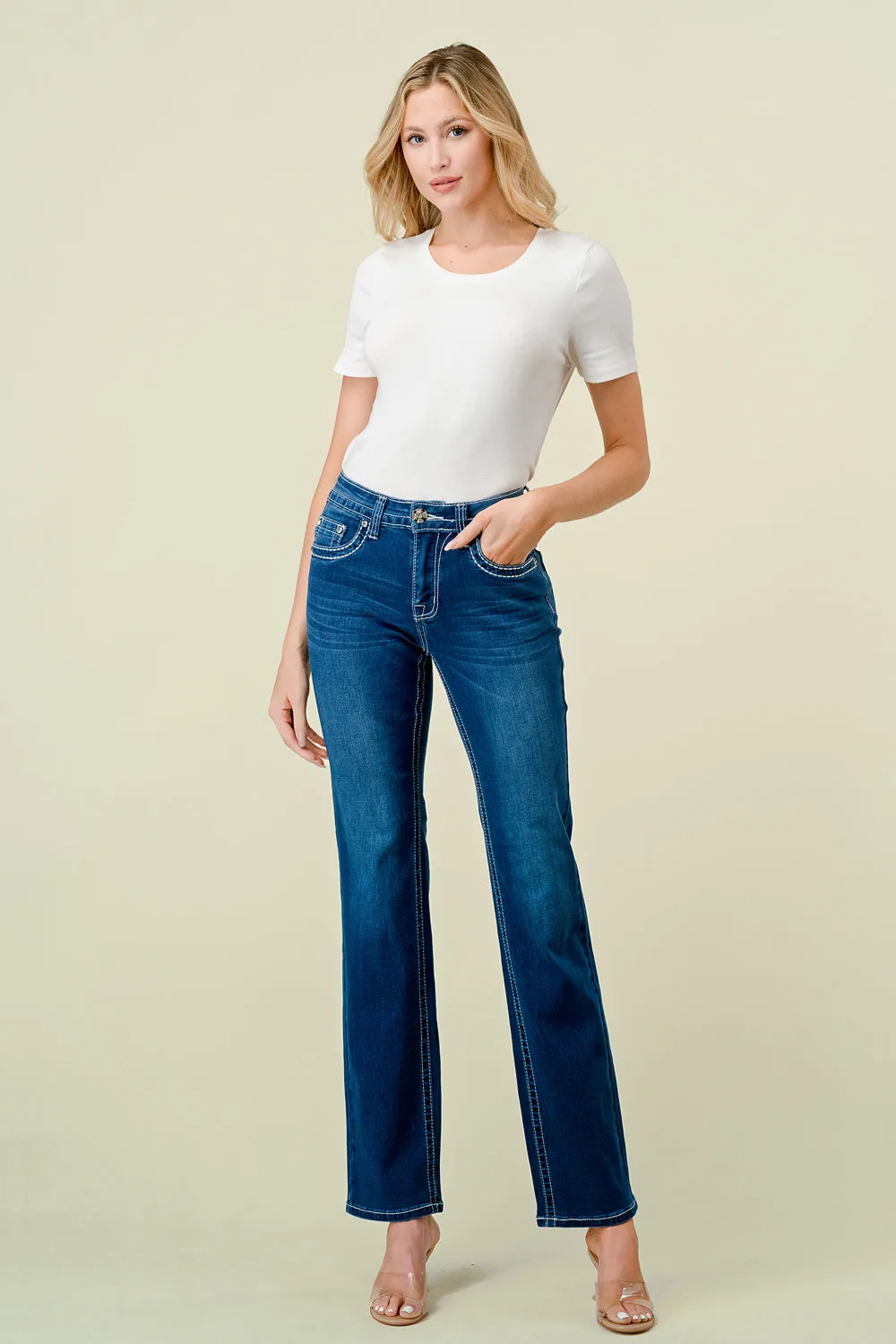 B-52 STRAIGHT EMBROIDERED & EMBELLISHED WOMEN'S JEANS