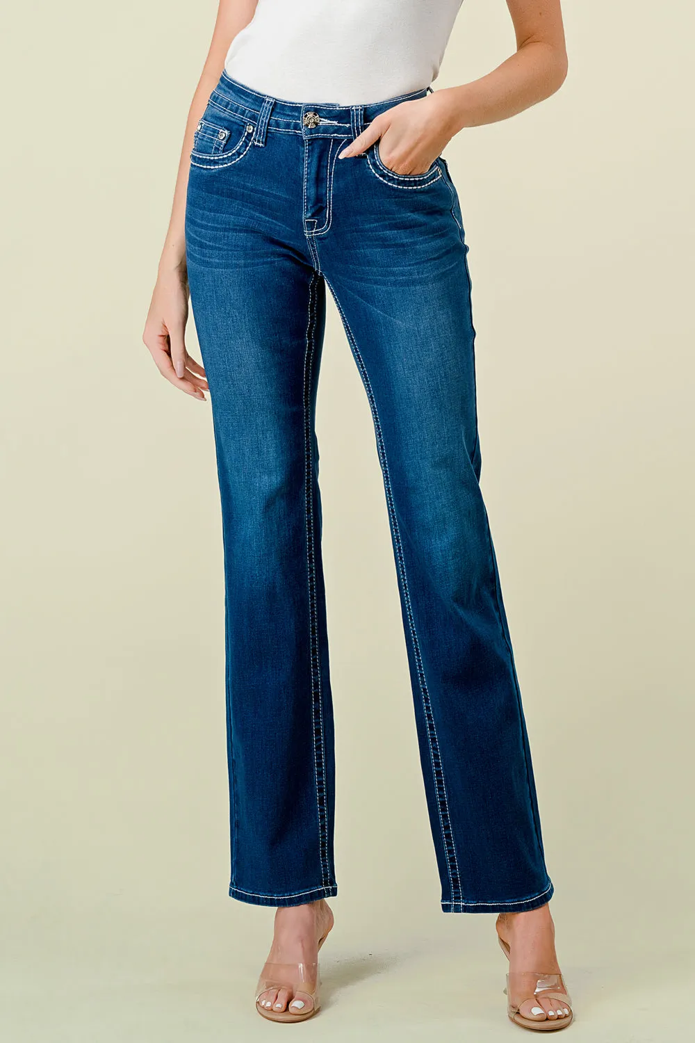B-52 STRAIGHT EMBROIDERED & EMBELLISHED WOMEN'S JEANS