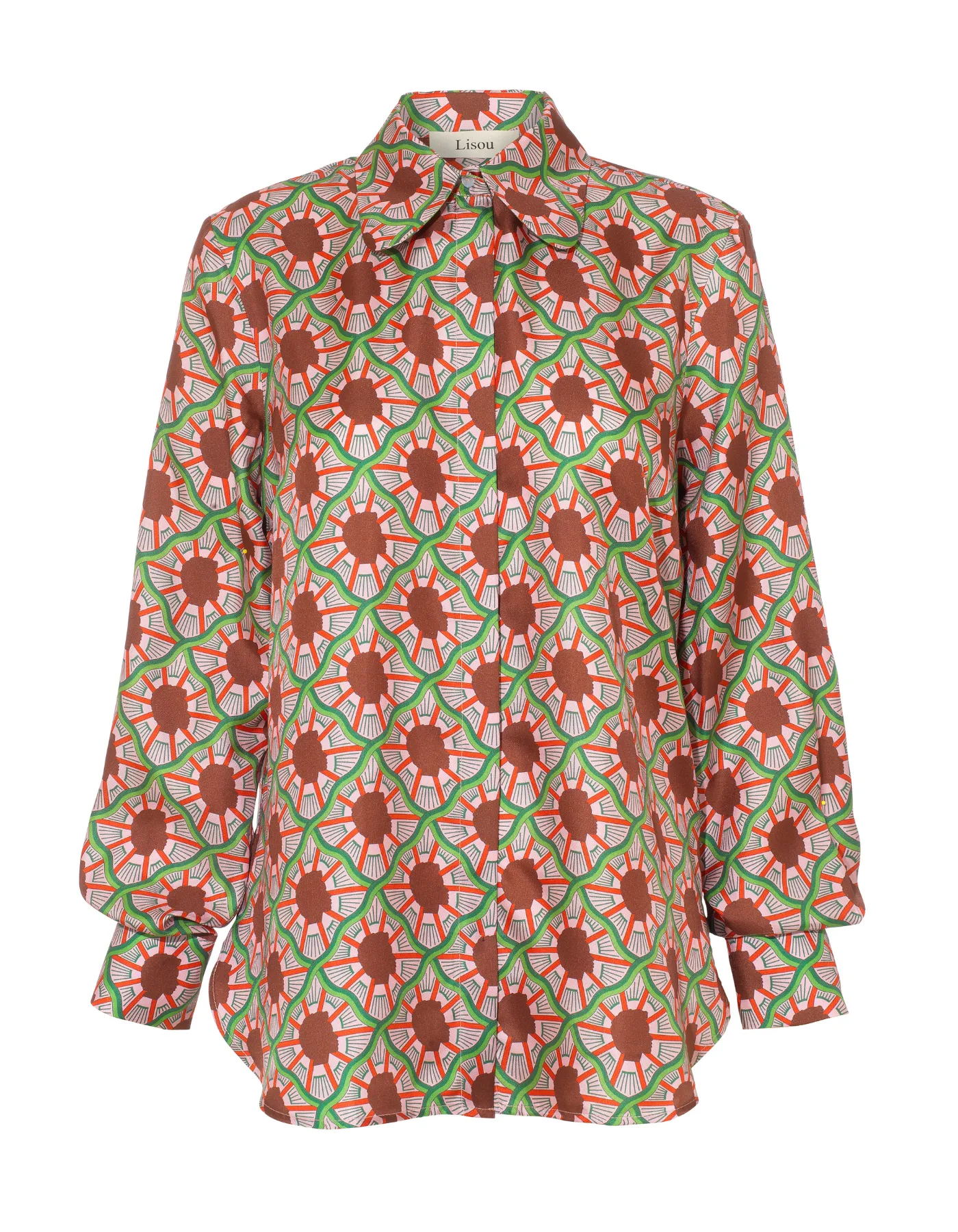 Bailey Pink Portrait Print Silk Twill Shirt