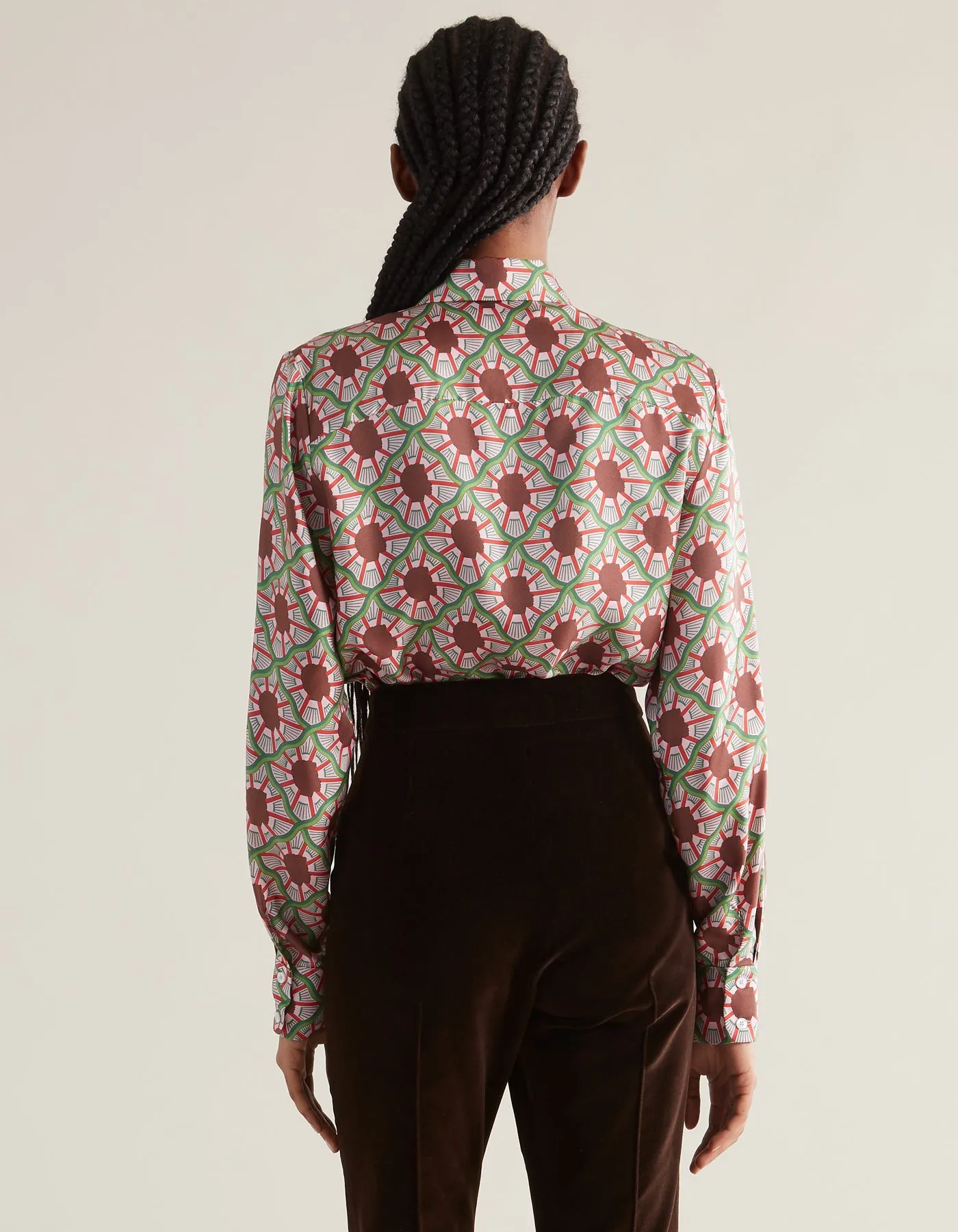 Bailey Pink Portrait Print Silk Twill Shirt