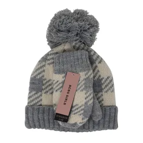 BCBG Toddler Girls Little Kid 2 Piece Slouchy Thick Knit Beanie Cap & Mitten Set