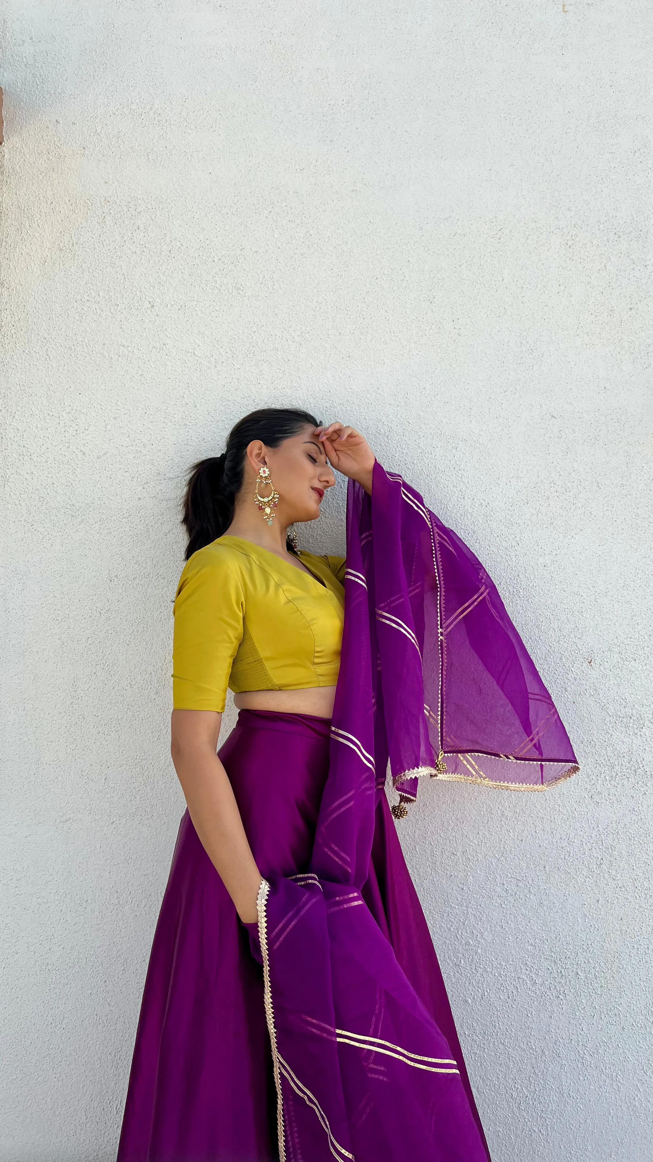 Begum x Rozaana | Elbow Sleeves Saree Blouse in Lemon Yellow