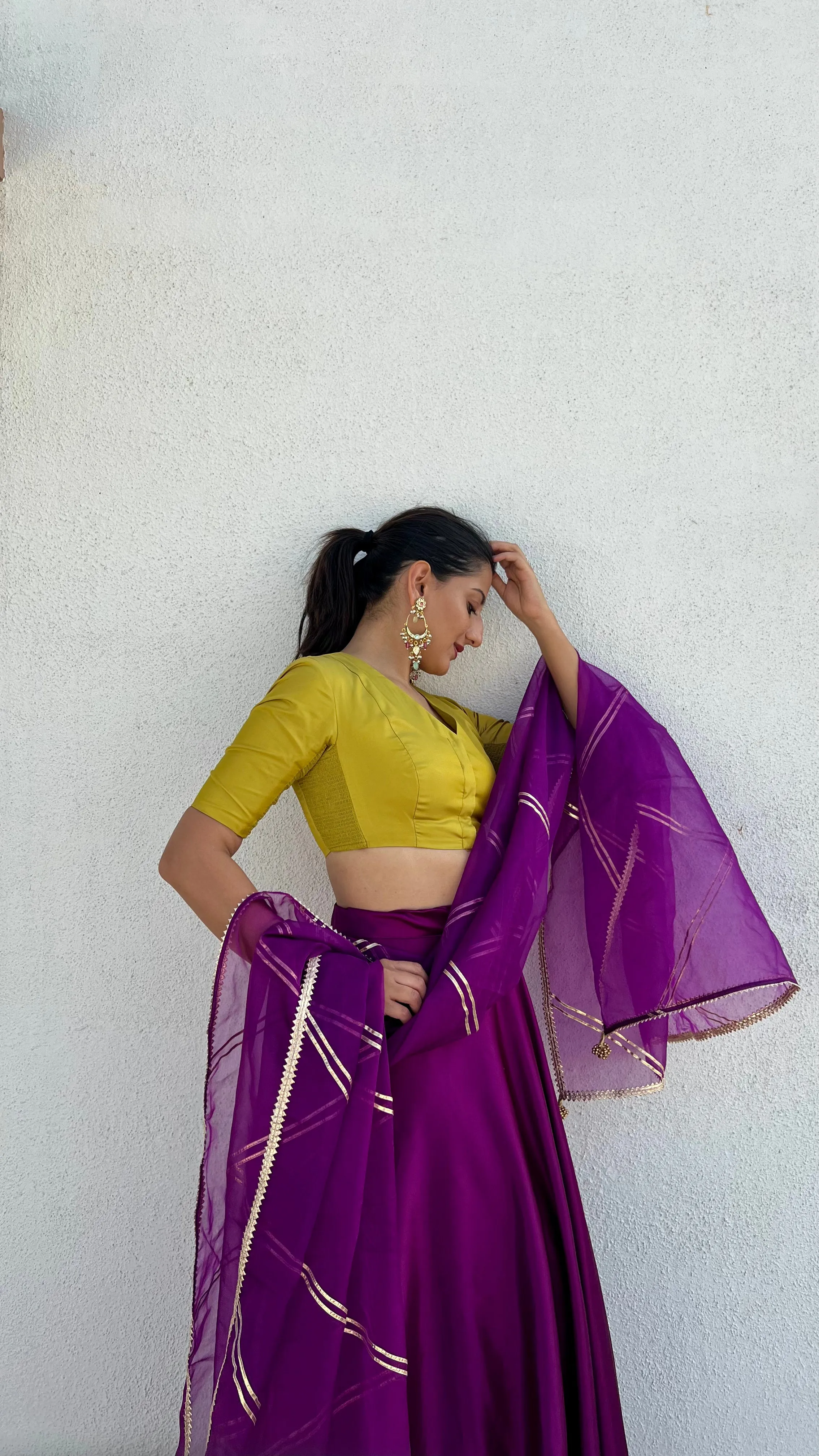 Begum x Rozaana | Elbow Sleeves Saree Blouse in Lemon Yellow