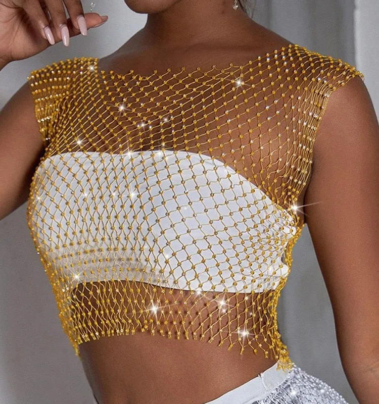 BerriesJam - 2024 Summer See Through Party Mesh Crop Top