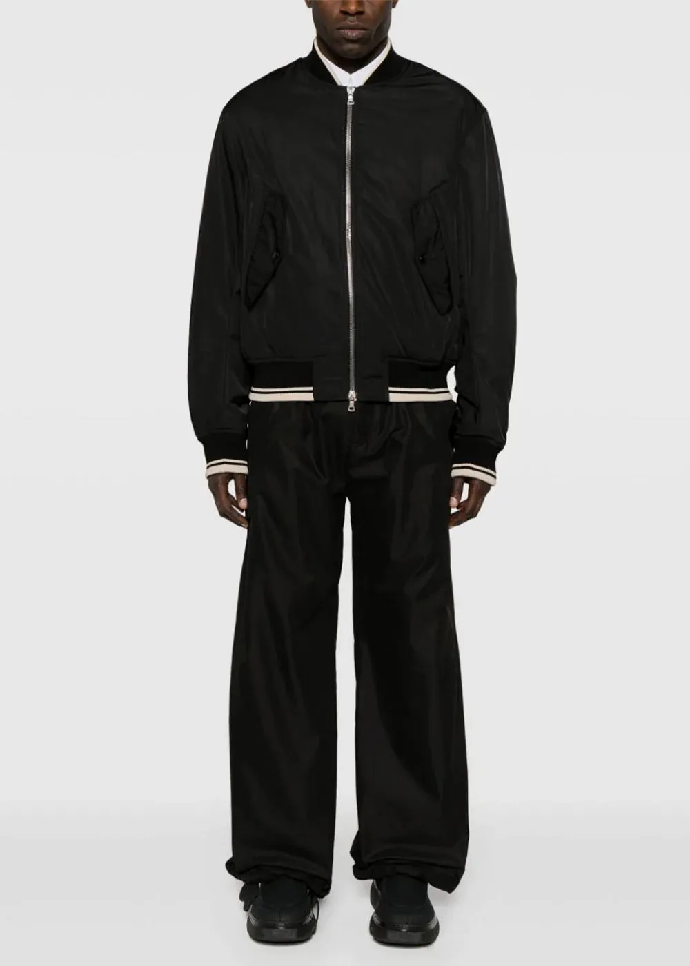 Black Back Zip Bomber Jacket