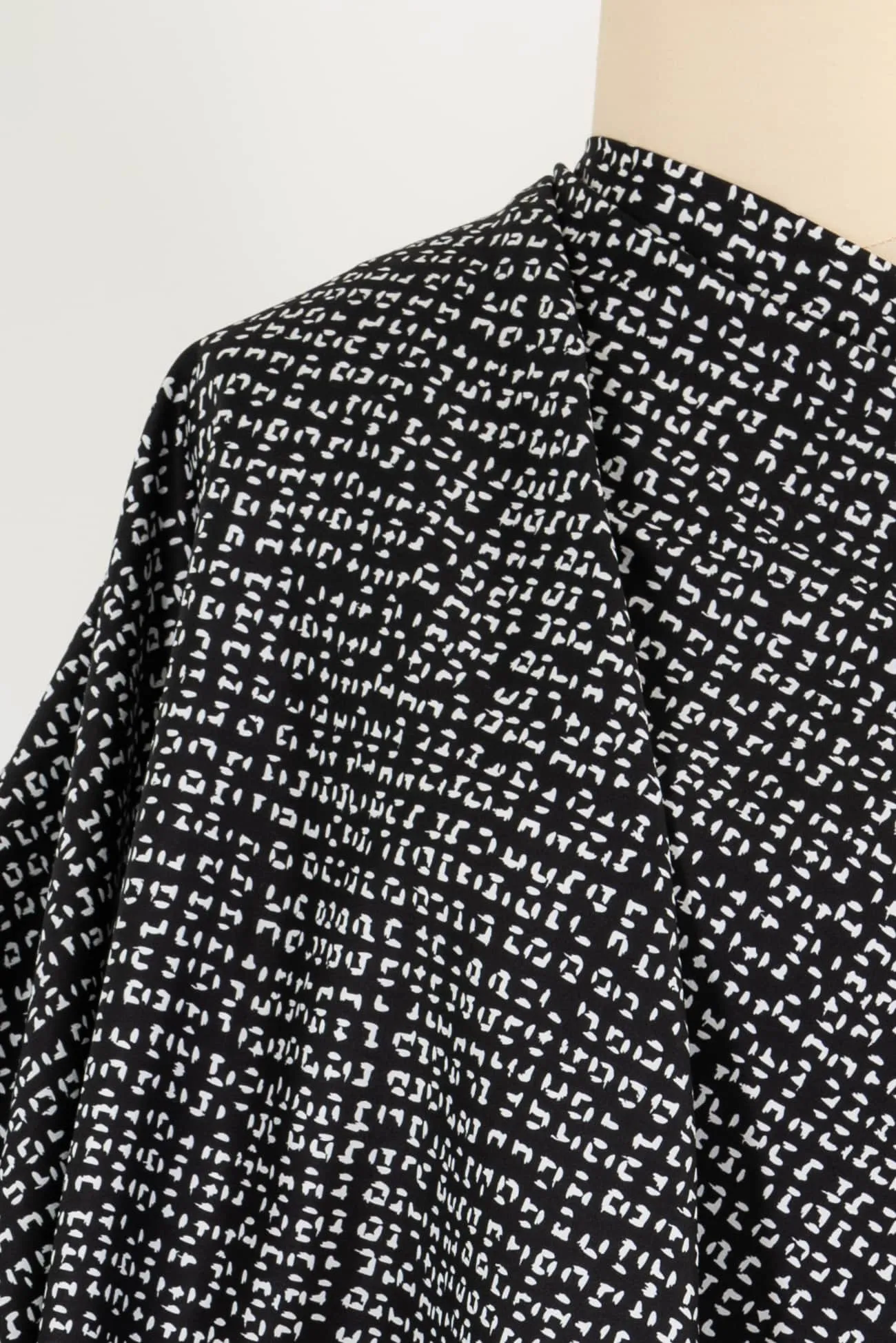 Black Dashes Stretch Cotton Woven