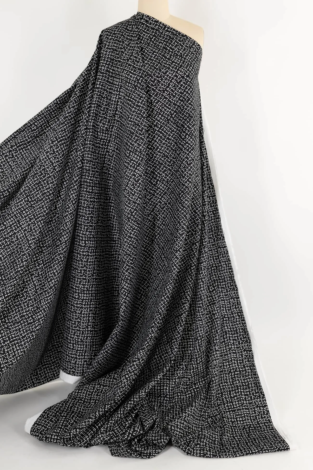 Black Dashes Stretch Cotton Woven
