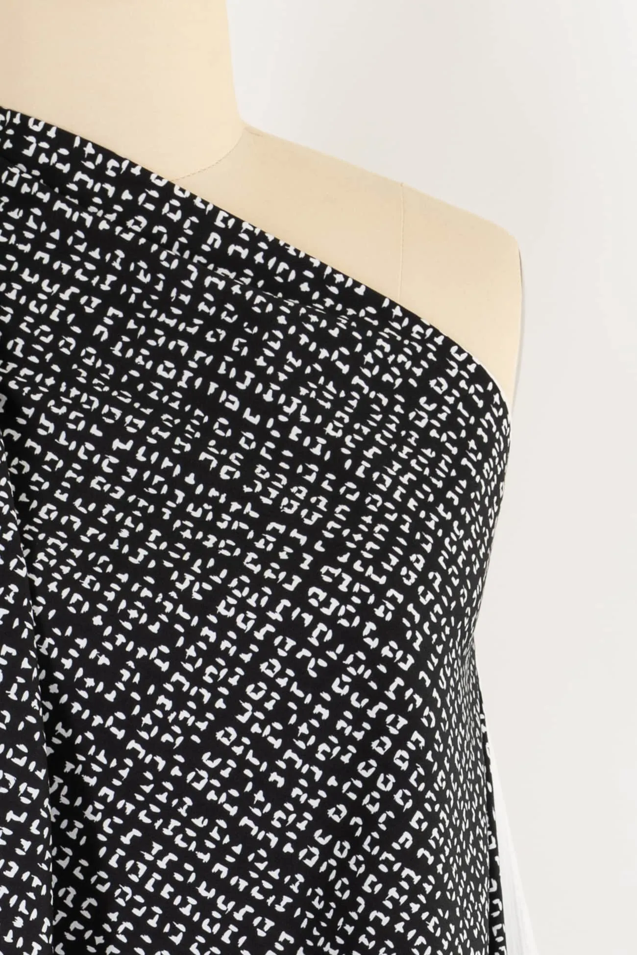 Black Dashes Stretch Cotton Woven