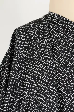Black Dashes Stretch Cotton Woven