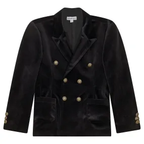 blazer velvet double buttons - black