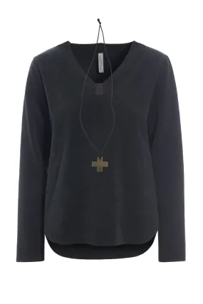 BLOUSE W/NECKLACE - 1362 - SOFT BLACK