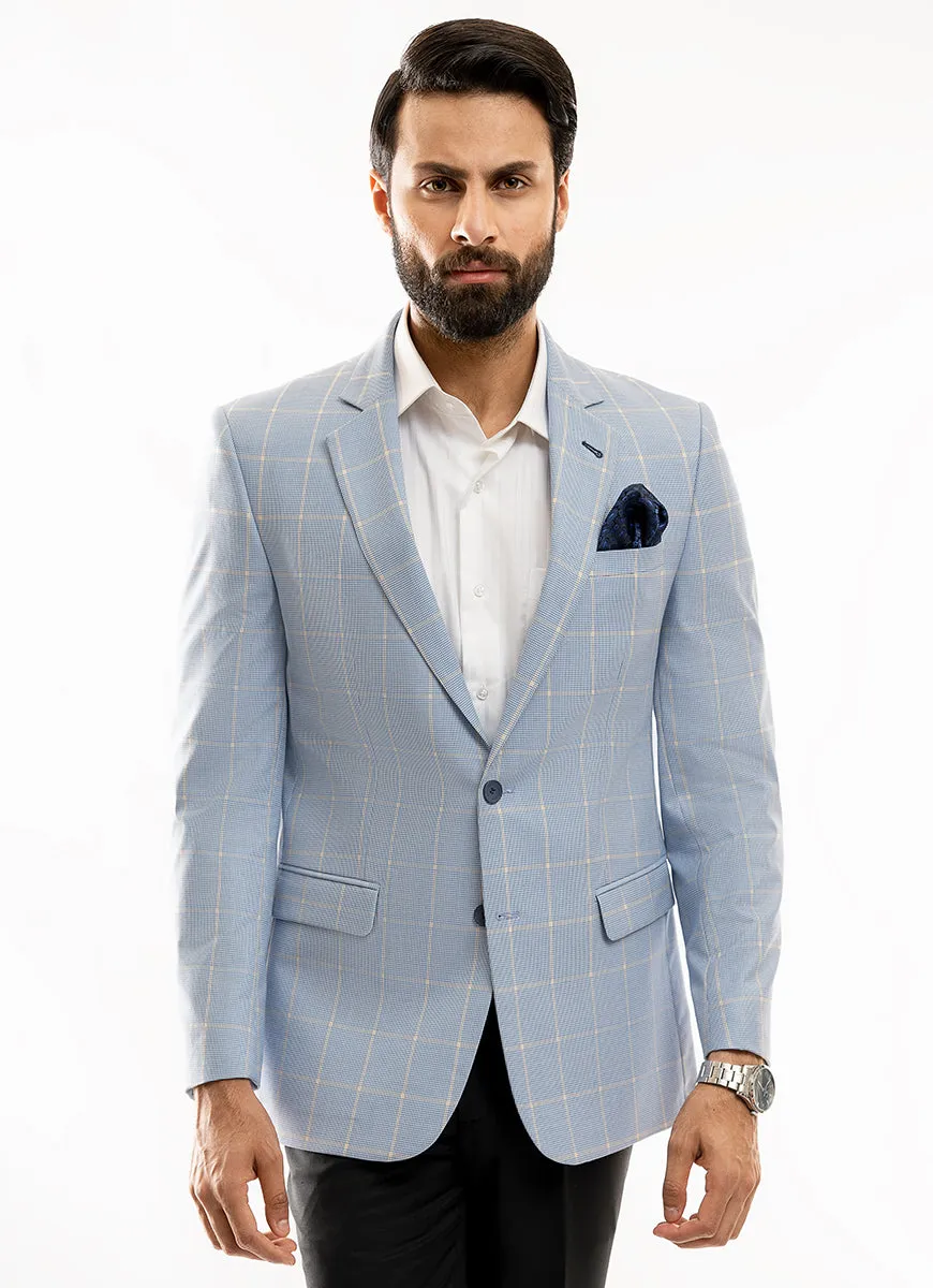 Broad Checks-Sky Blue, Hi-End Poly Viscose, Classic Blazer