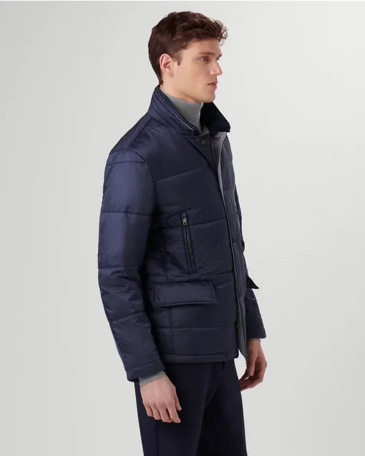 Bugatchi Quilted Three Quarter Jacket, Navy