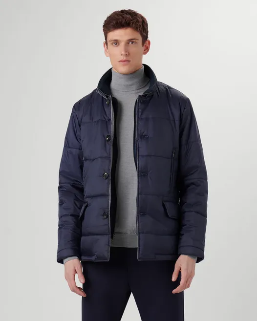 Bugatchi Quilted Three Quarter Jacket, Navy