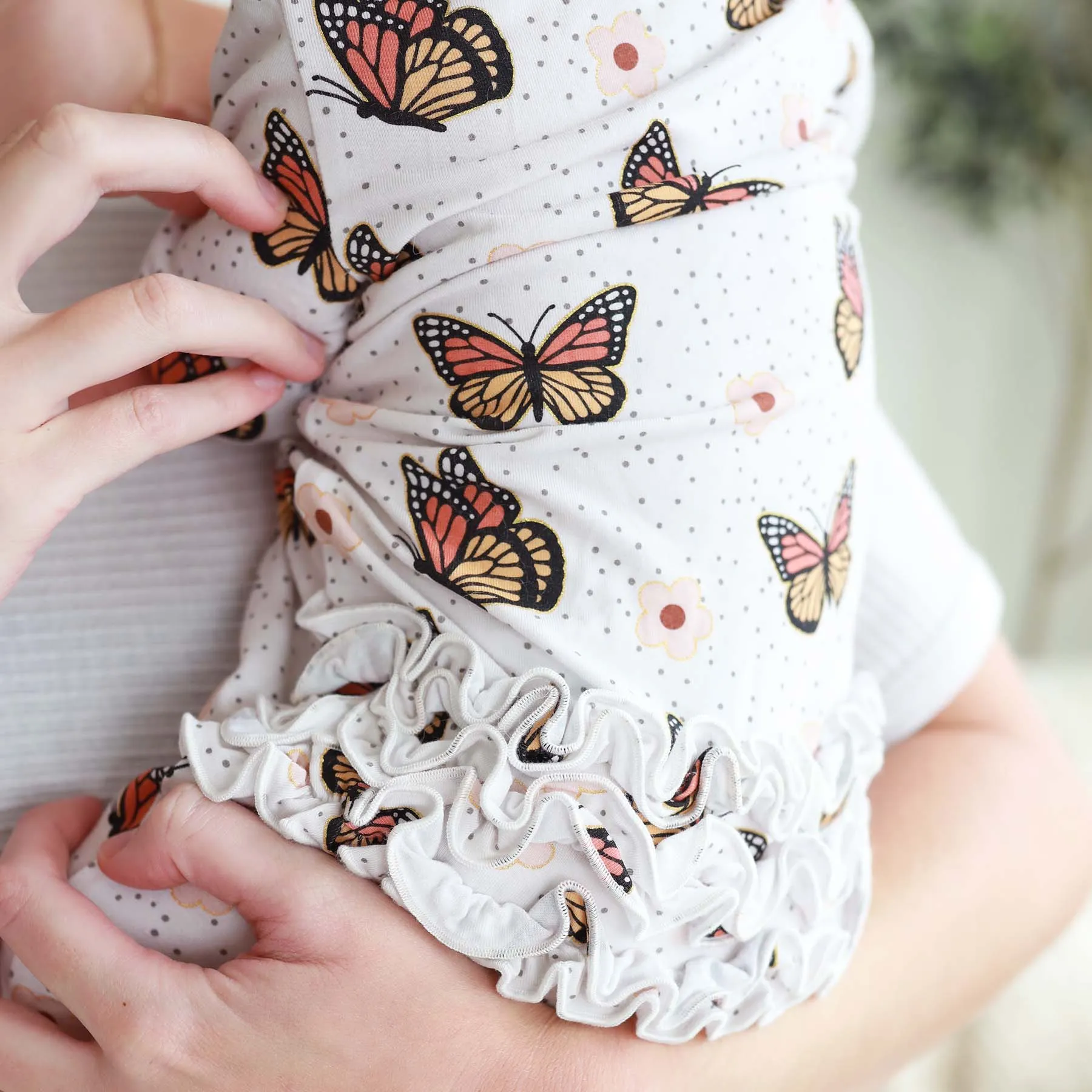 Butterfly Kisses Ruffle Zipper Footie