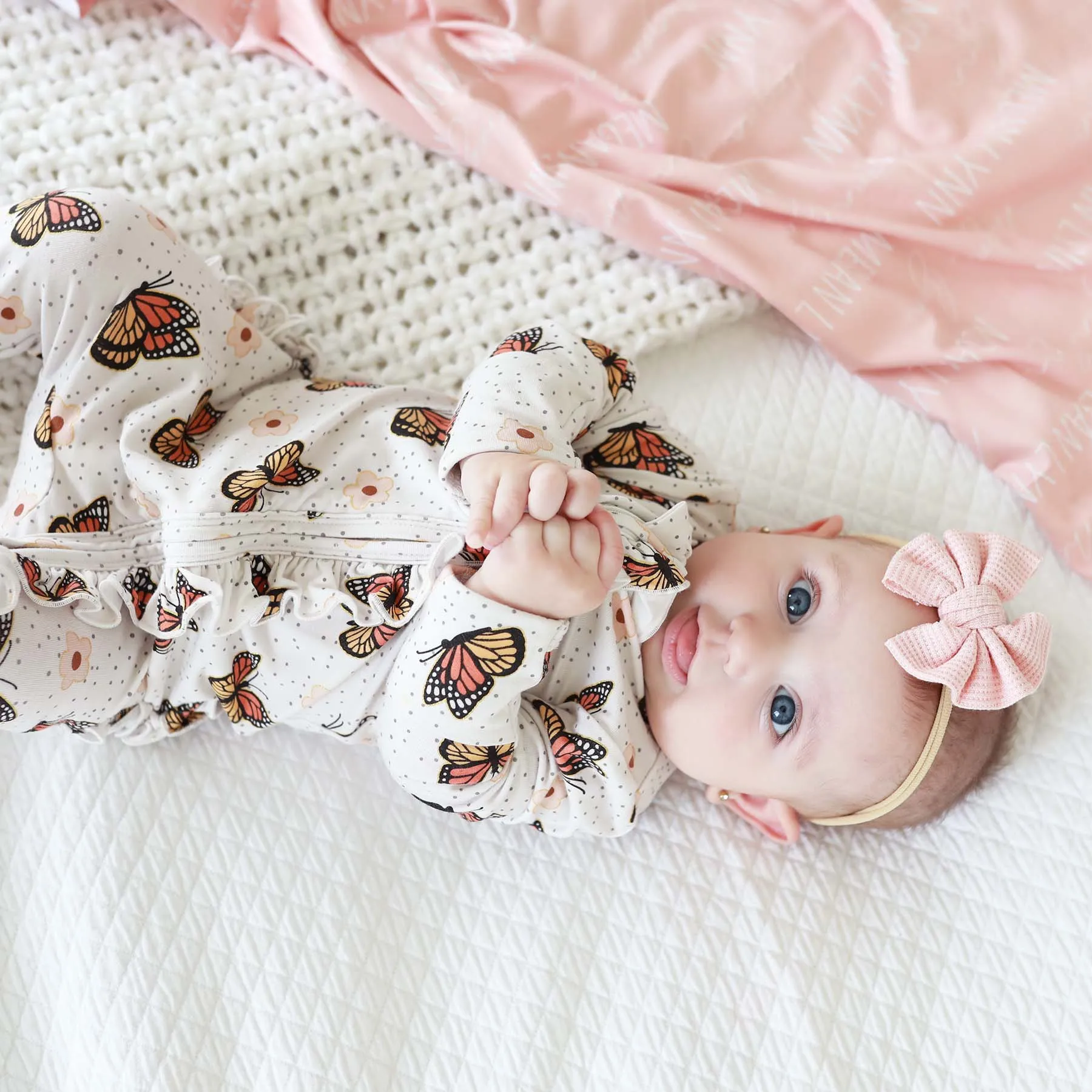 Butterfly Kisses Ruffle Zipper Footie