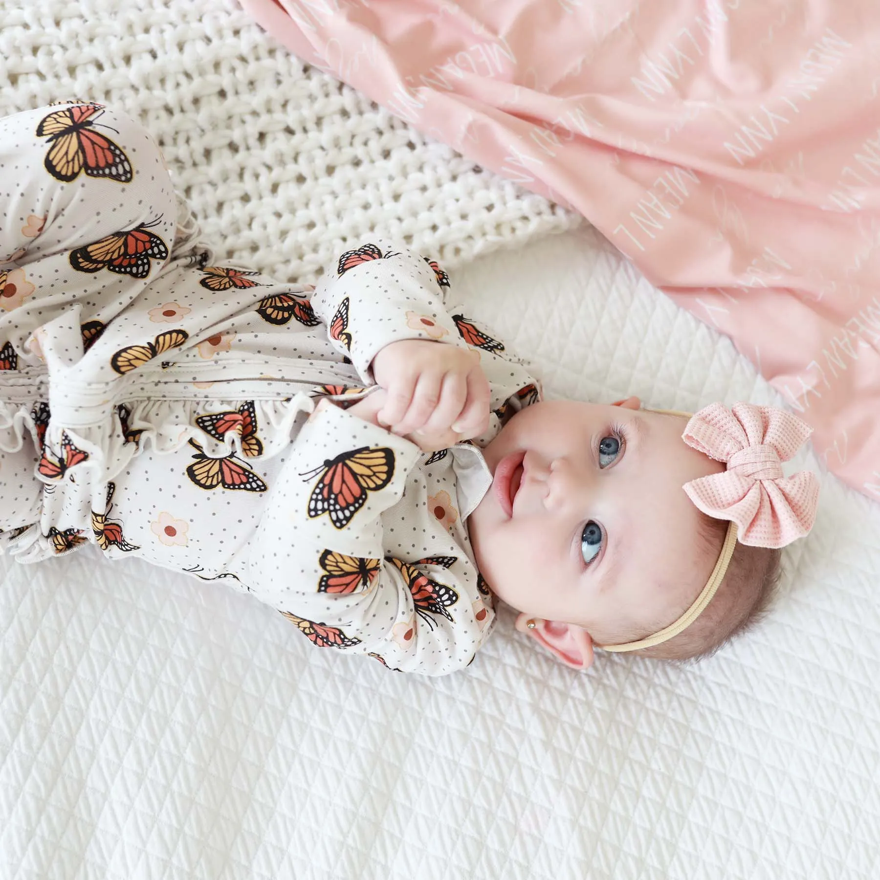 Butterfly Kisses Ruffle Zipper Footie