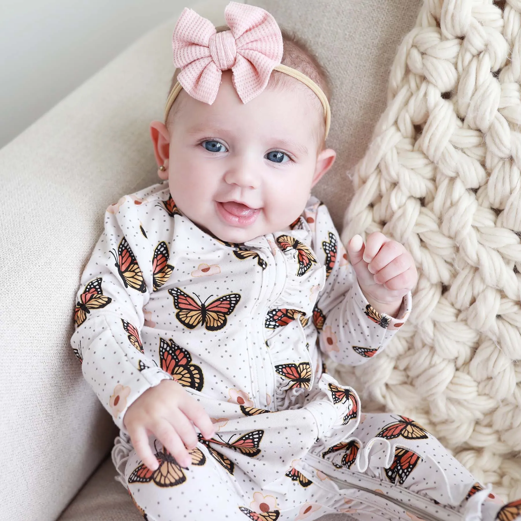 Butterfly Kisses Ruffle Zipper Footie