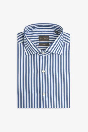 Camicia a righe medie indaco slim