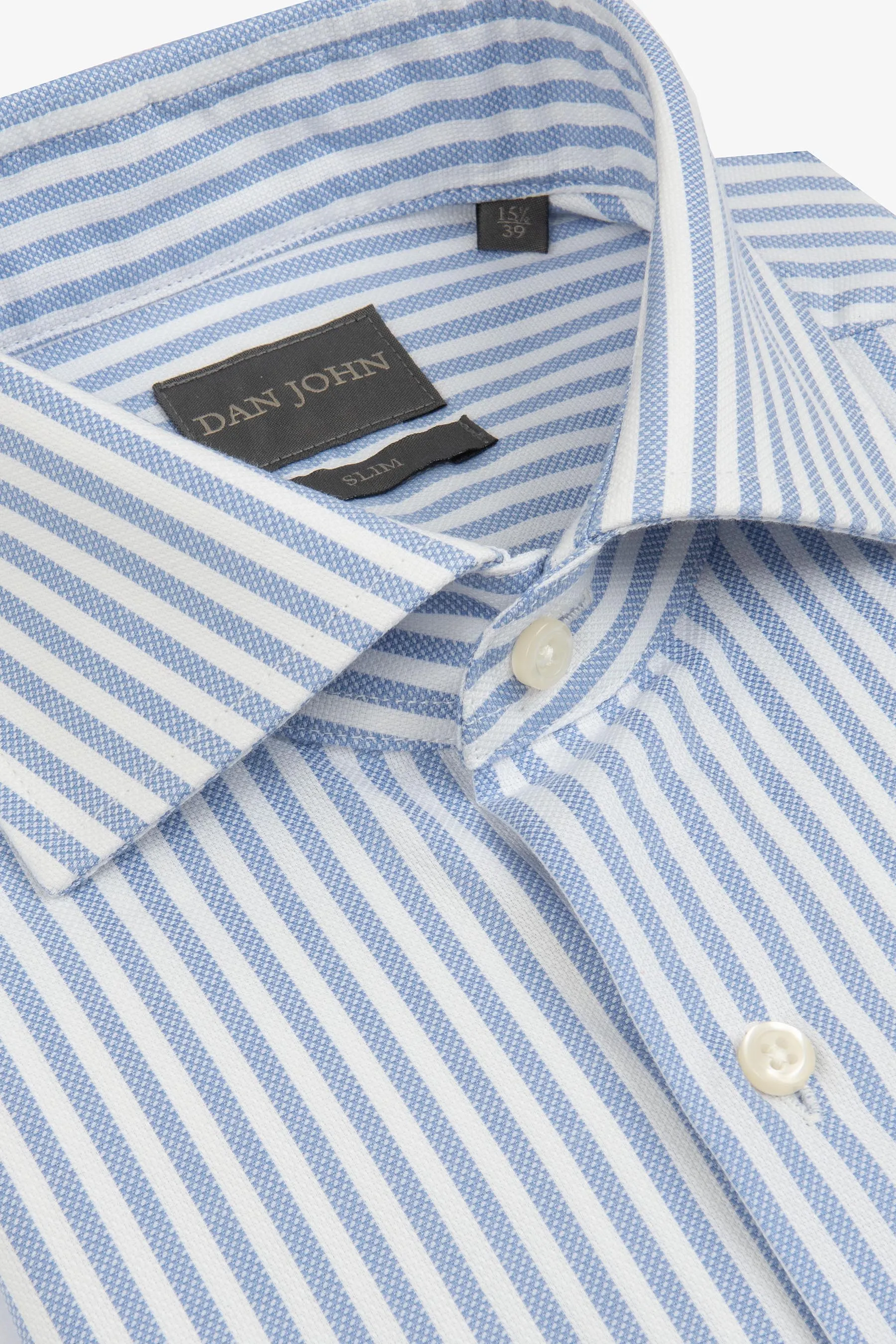Camicia a righe operata azzurra slim