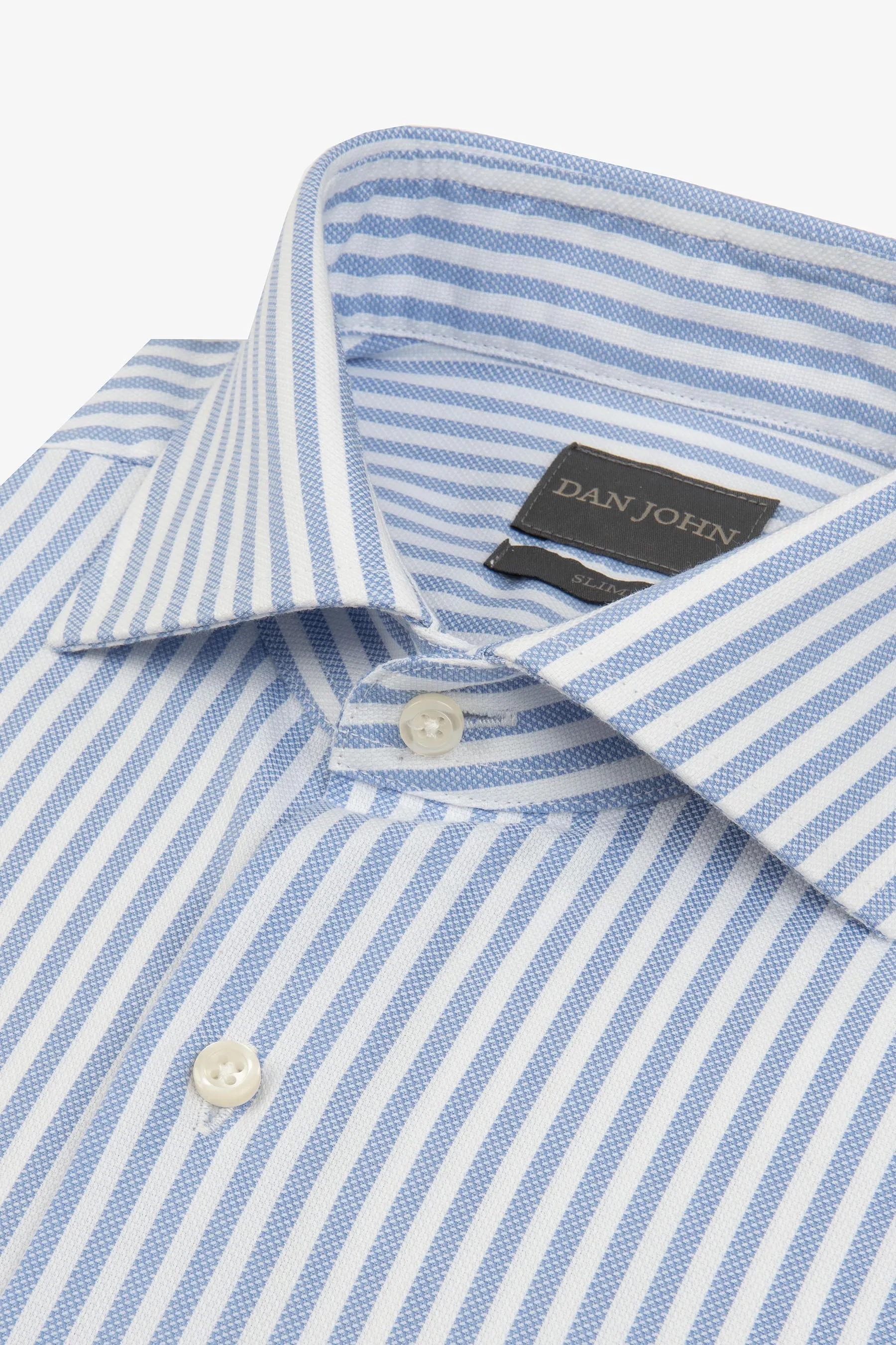 Camicia a righe operata azzurra slim