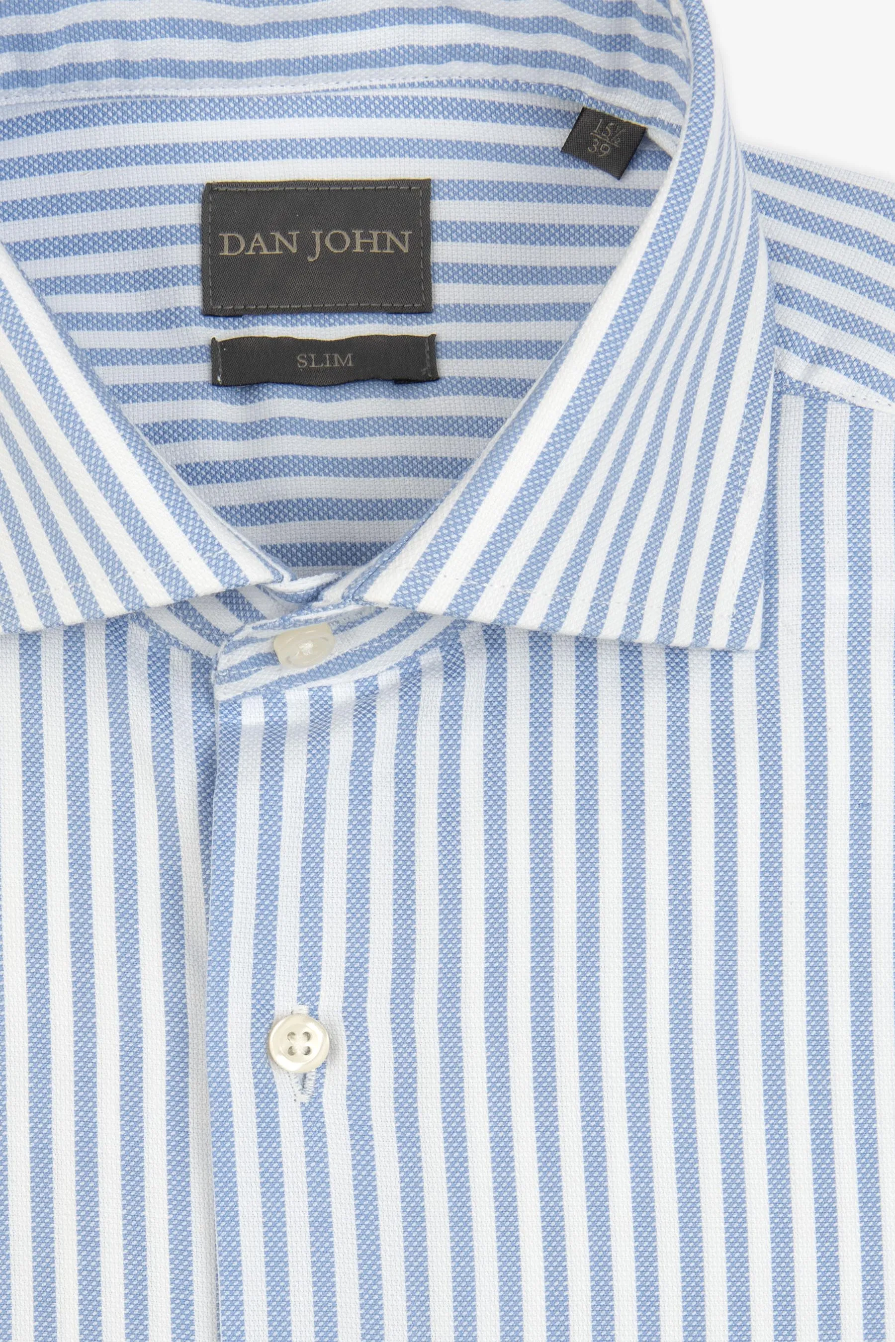 Camicia a righe operata azzurra slim