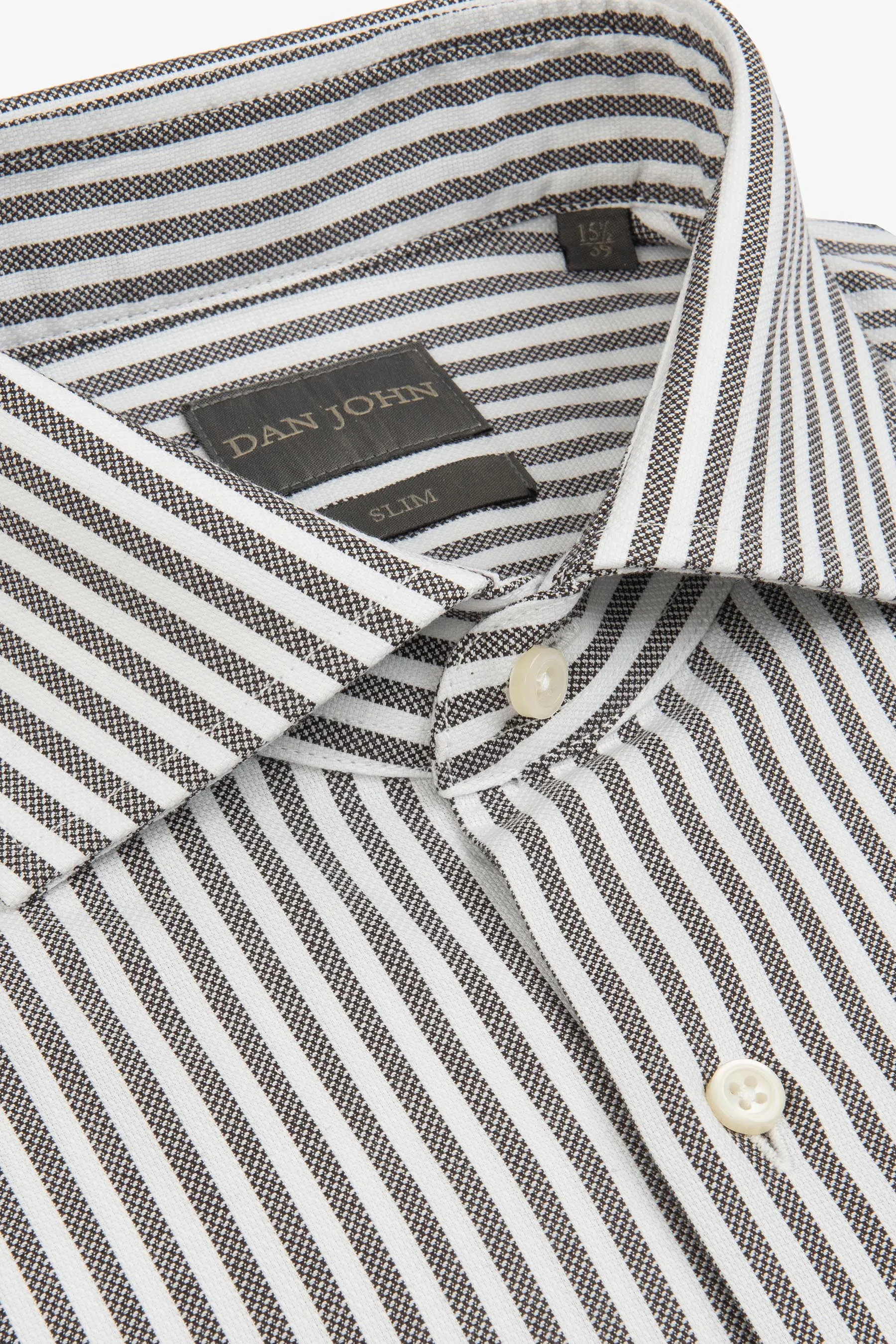 Camicia a righe operata marrone slim