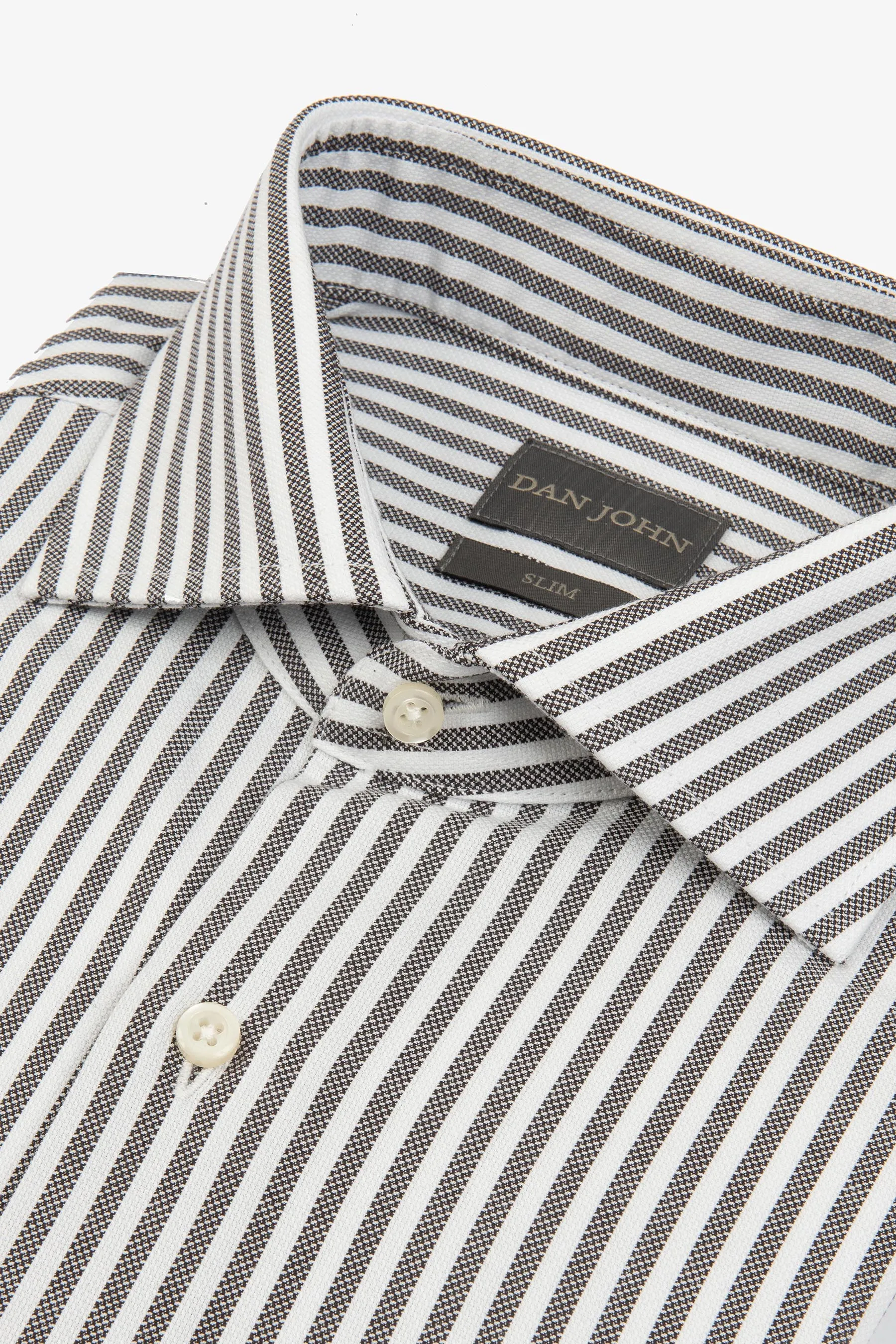 Camicia a righe operata marrone slim