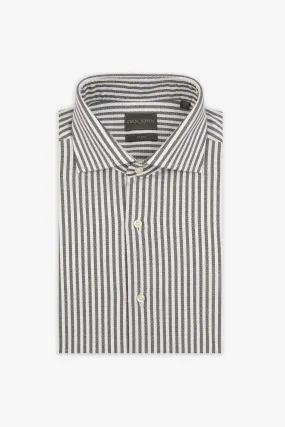 Camicia a righe operata marrone slim