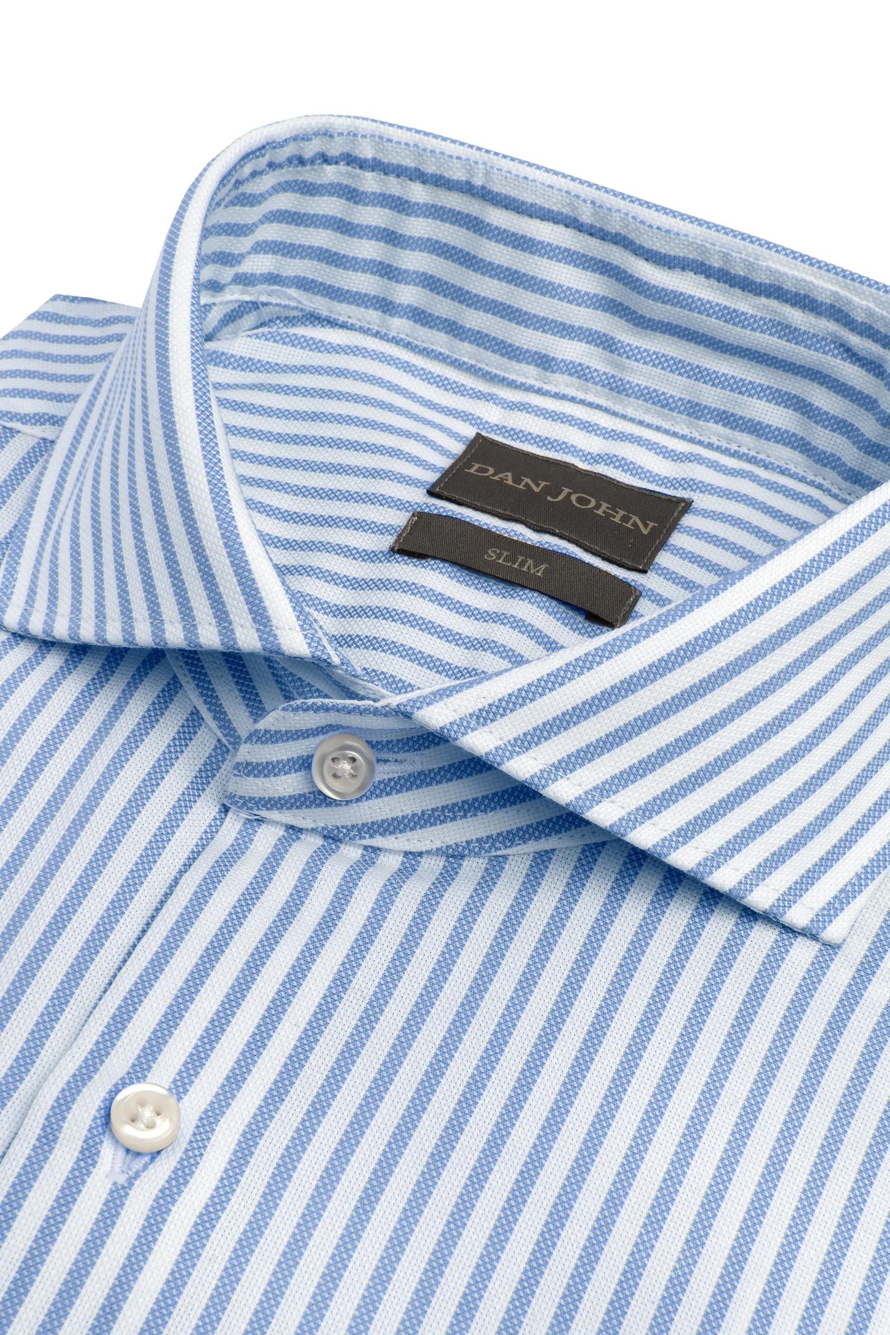 Camicia operata a righe azzurra slim