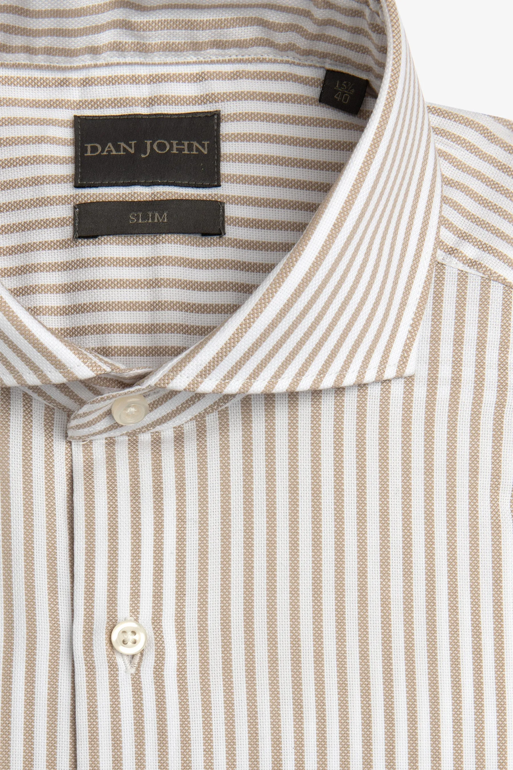 Camicia operata a righe sabbia slim