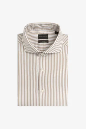 Camicia operata a righe sabbia slim