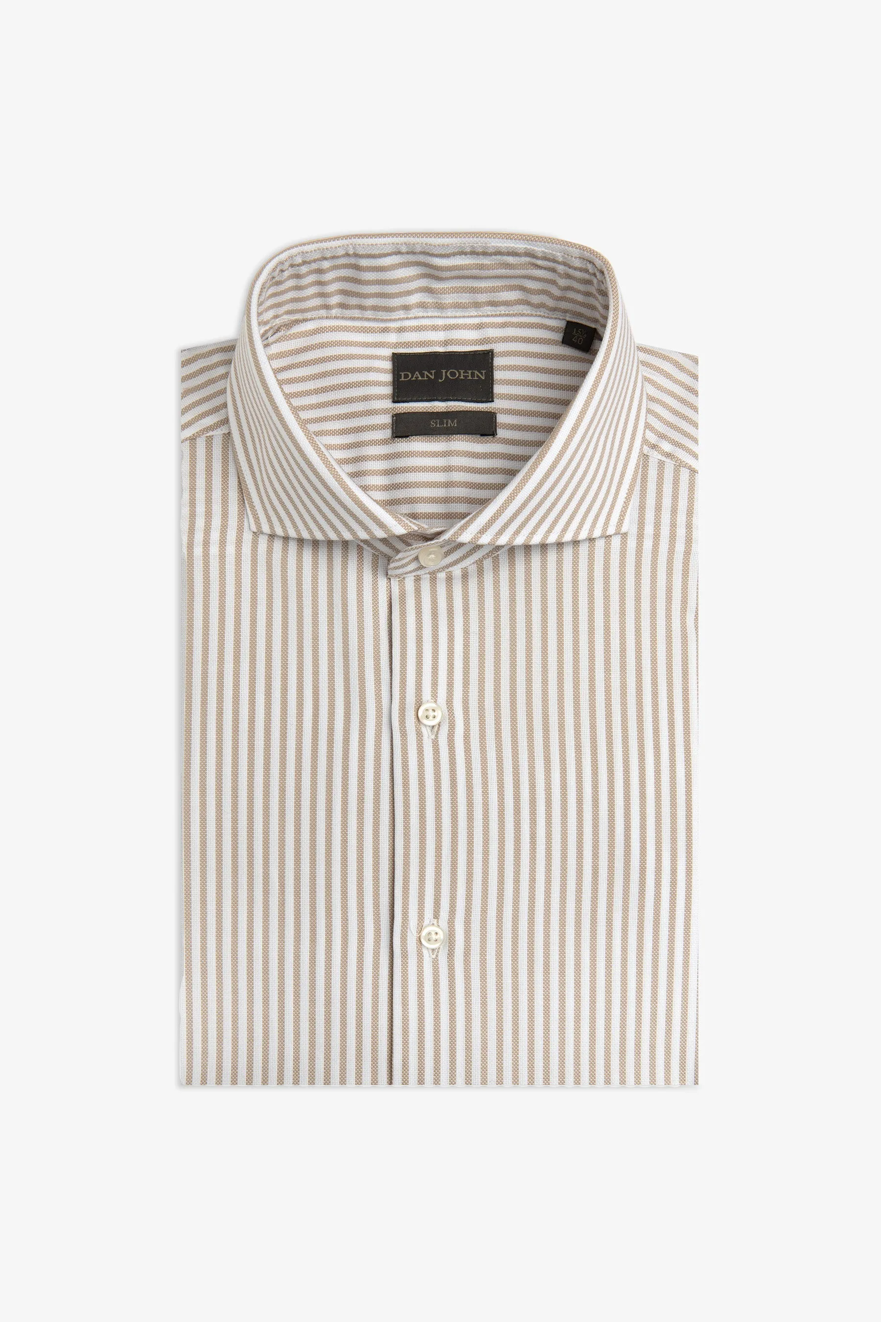 Camicia operata a righe sabbia slim