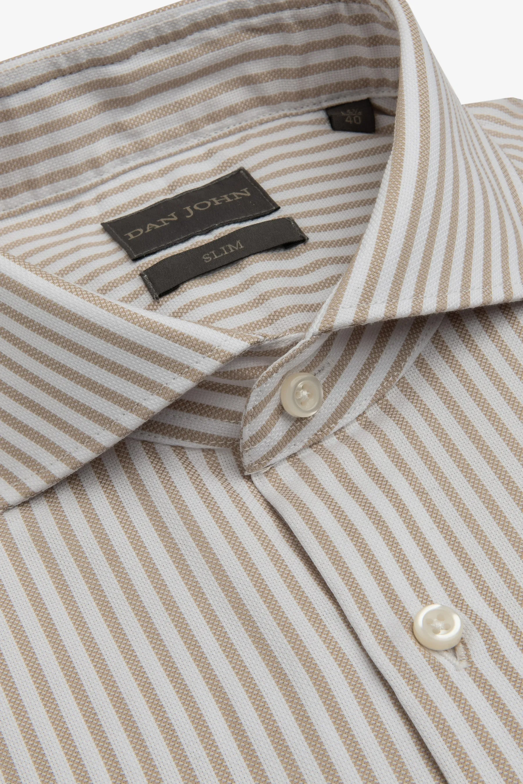 Camicia operata a righe sabbia slim