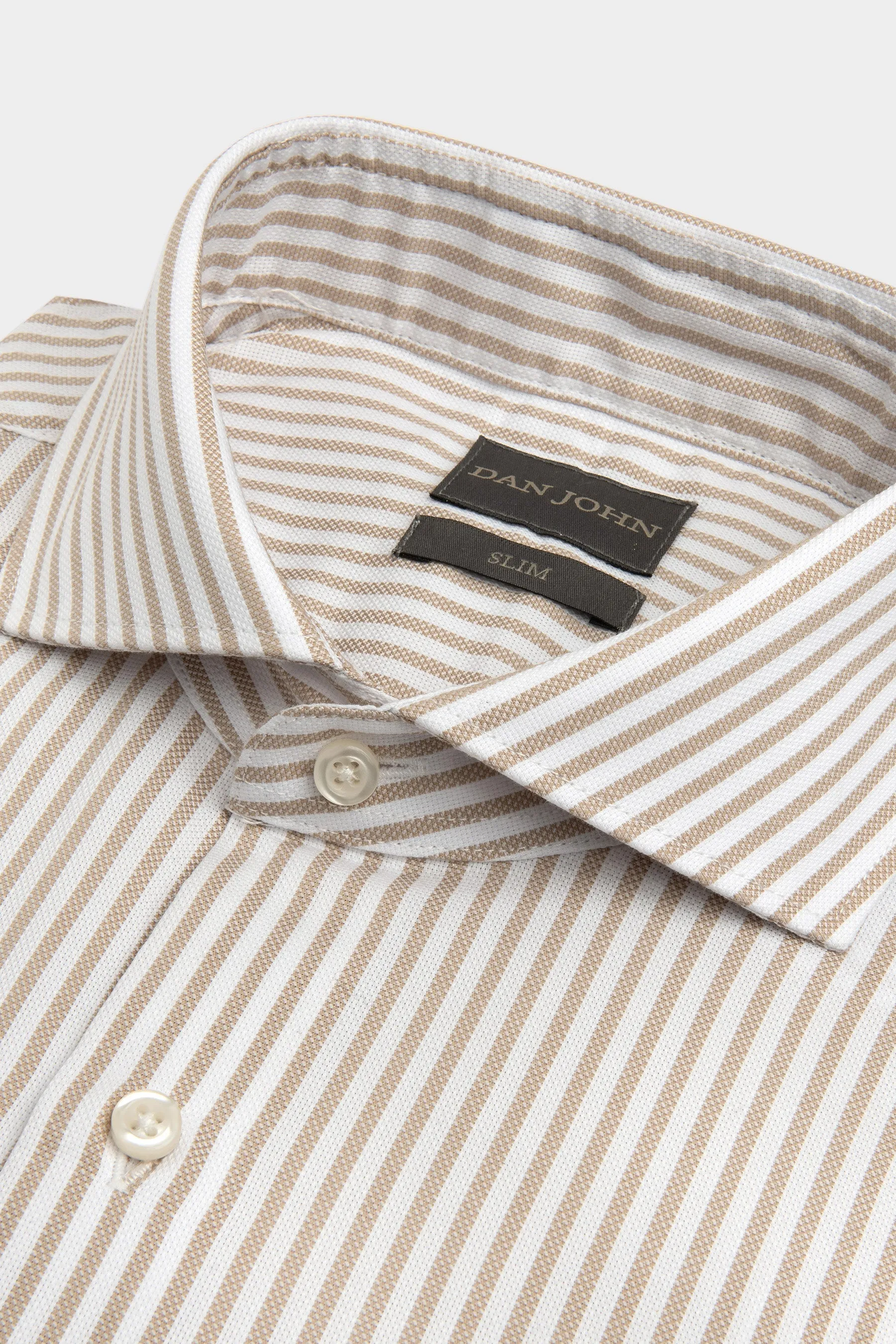 Camicia operata a righe sabbia slim