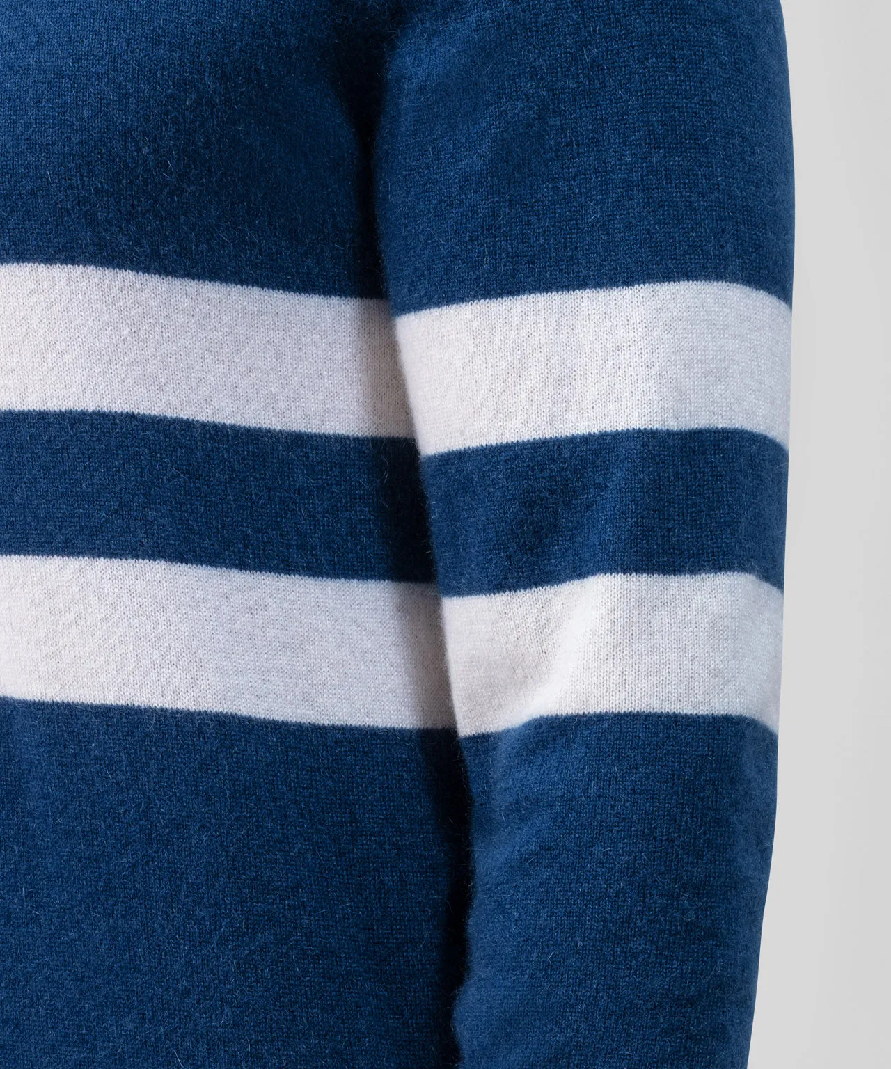 Cashmere Sweatshirt Horizontal Lines: Blue Lake