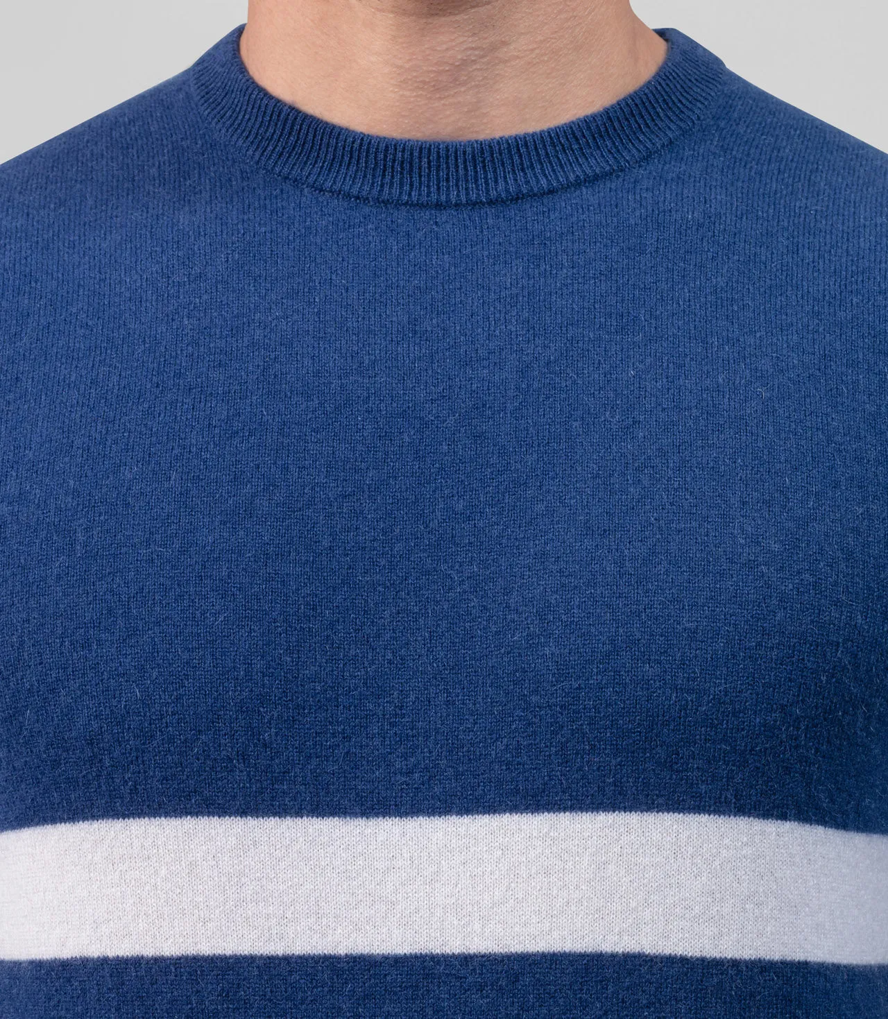 Cashmere Sweatshirt Horizontal Lines: Blue Lake