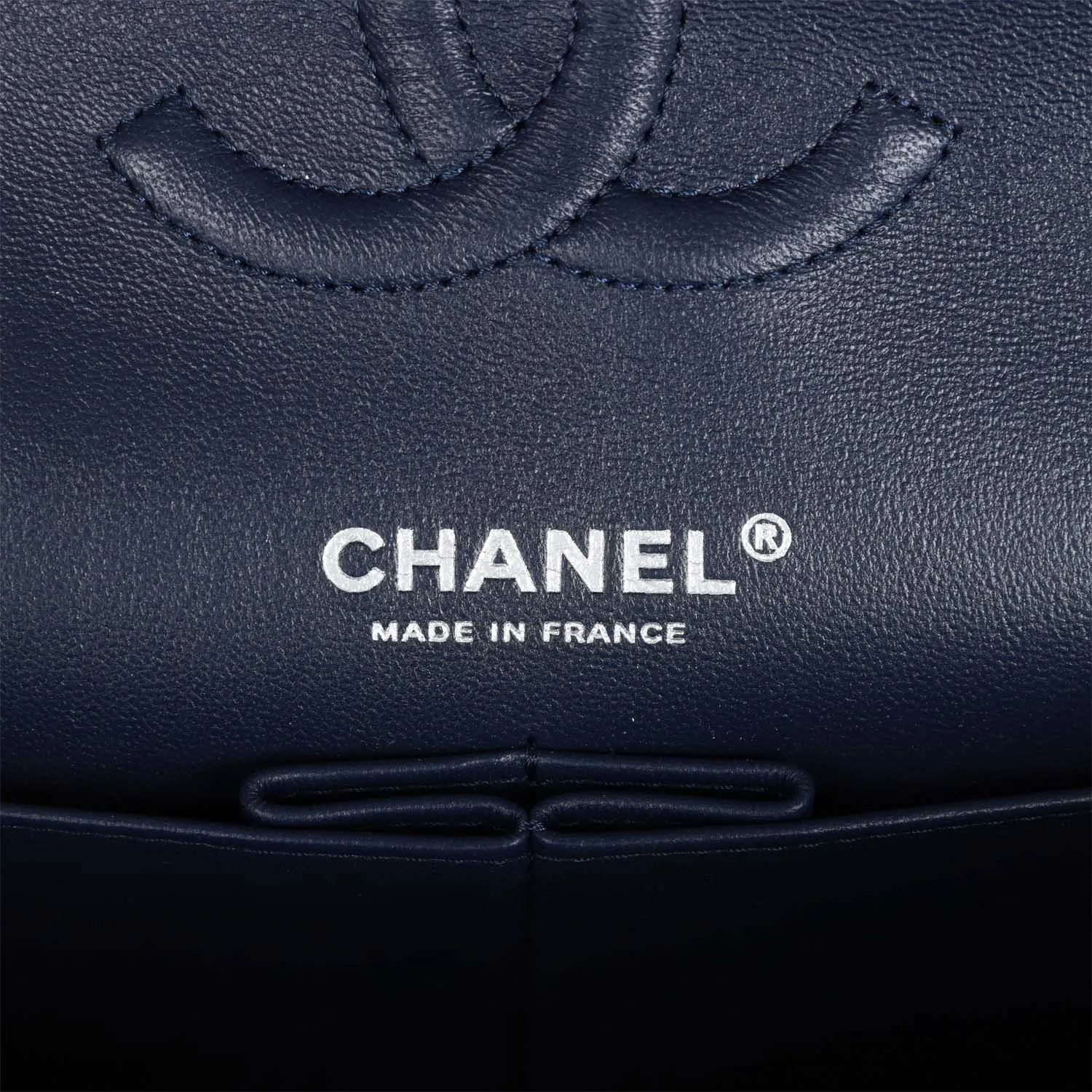 Chanel Medium Classic Double Flap Bag Navy Tweed Silver Hardware