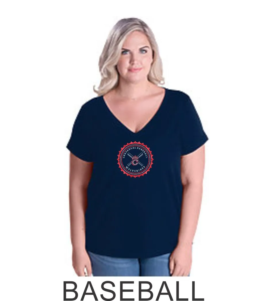 Chap Baseball Curvy Ladies Tee in 4 Designs- Matte or Glitter