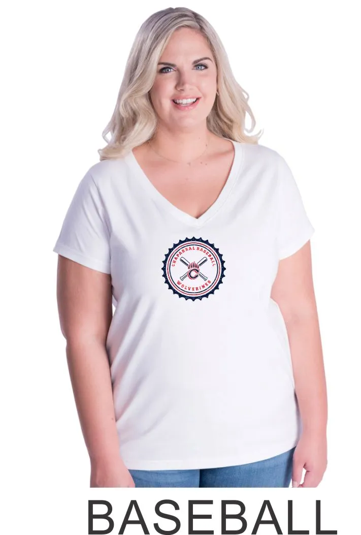 Chap Baseball Curvy Ladies Tee in 4 Designs- Matte or Glitter