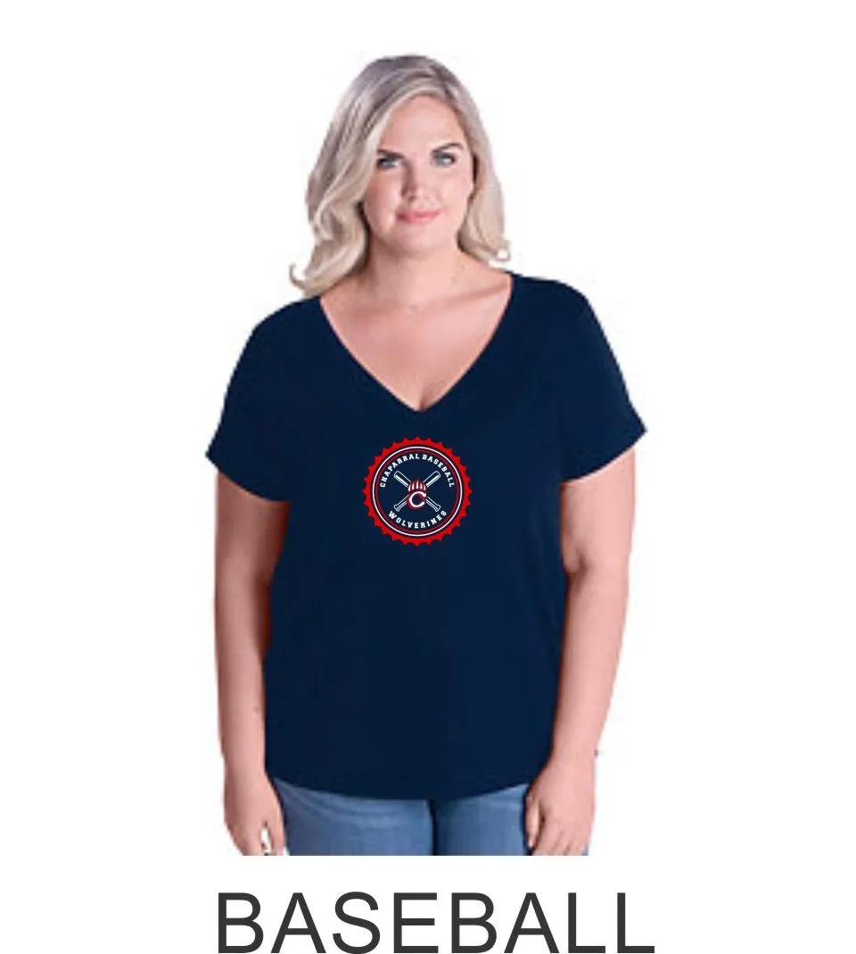Chap Baseball Curvy Ladies Tee in 4 Designs- Matte or Glitter